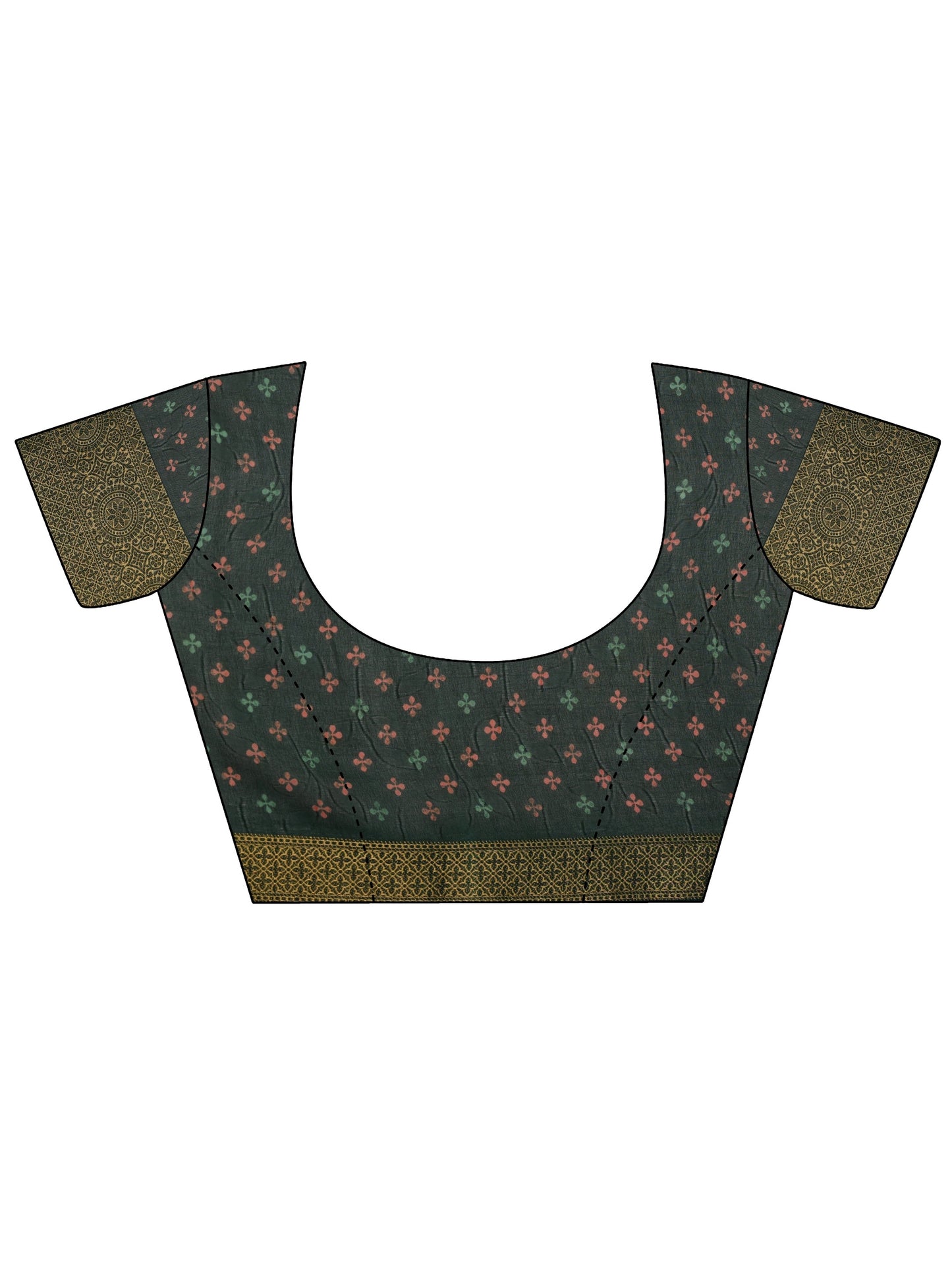 Green Printed Georgette Saree With Unstitched Blouse Piece