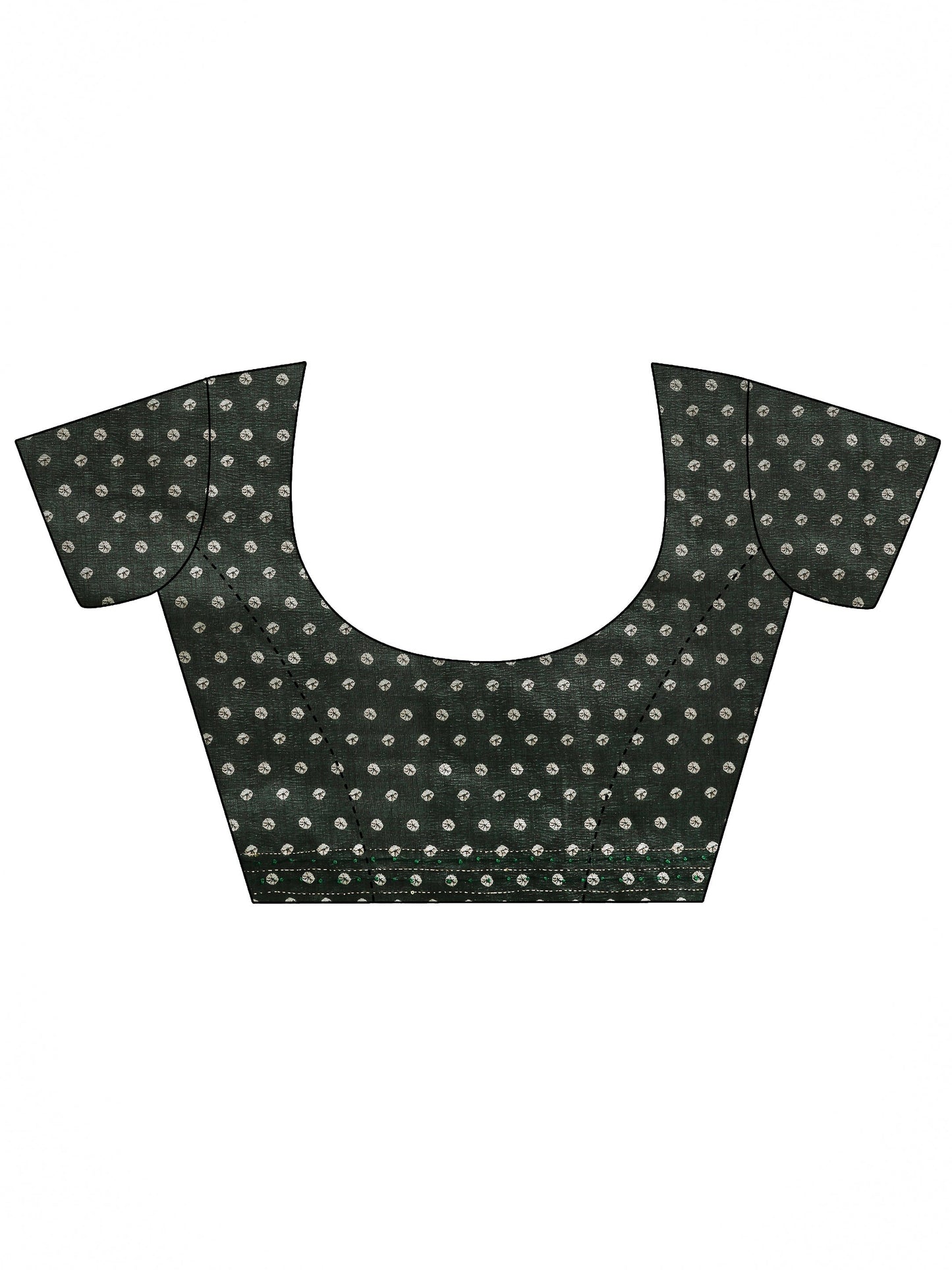 Green Printed Silk Blend Saree With Unstitched Blouse Piece