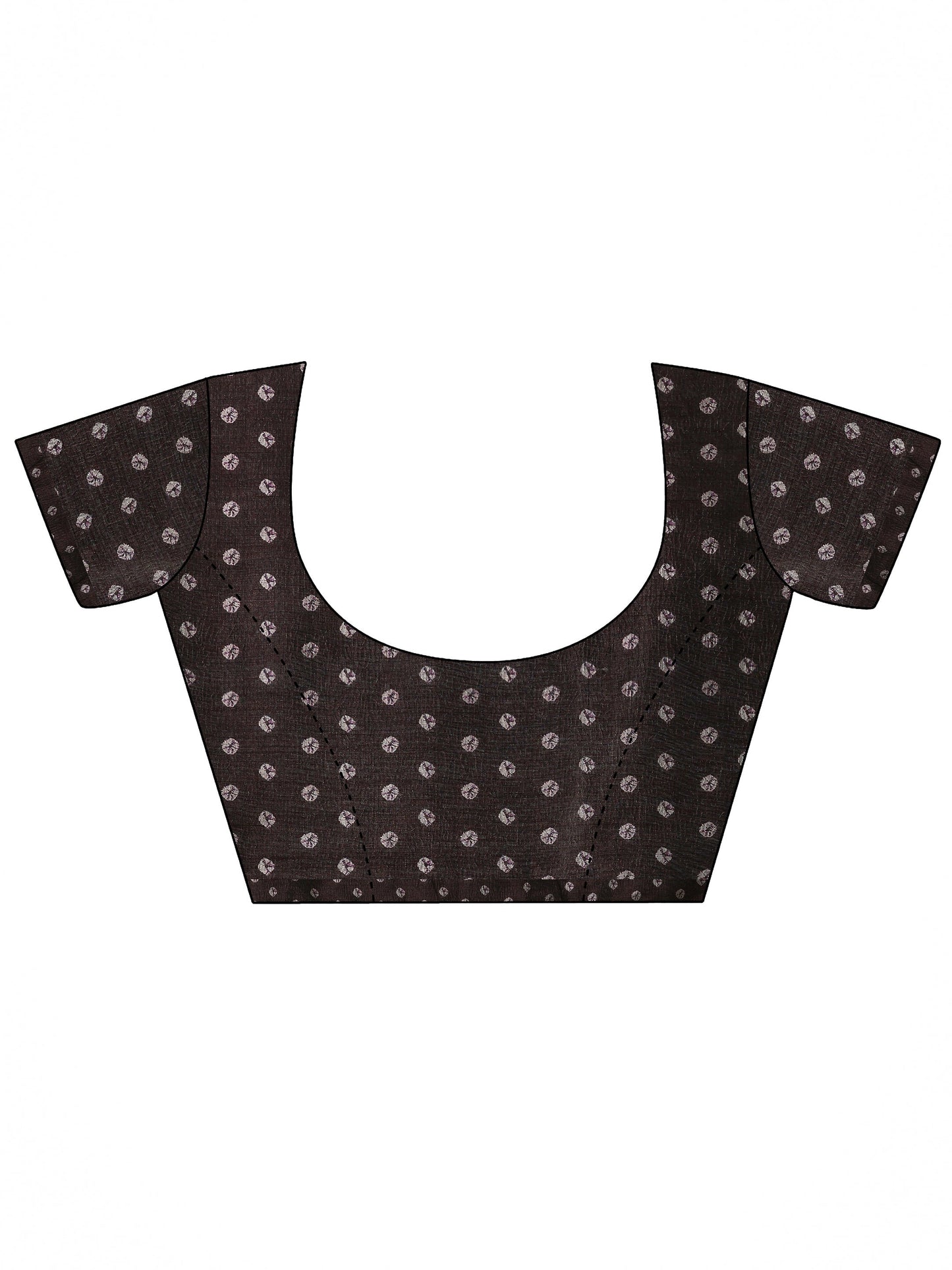 Brown Printed Silk Blend Saree With Unstitched Blouse Piece