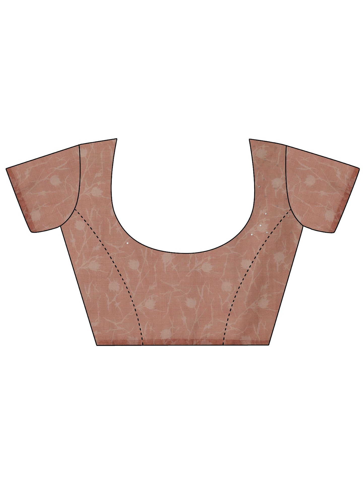 Peach Printed Silk Blend Saree With Unstitched Blouse Piece