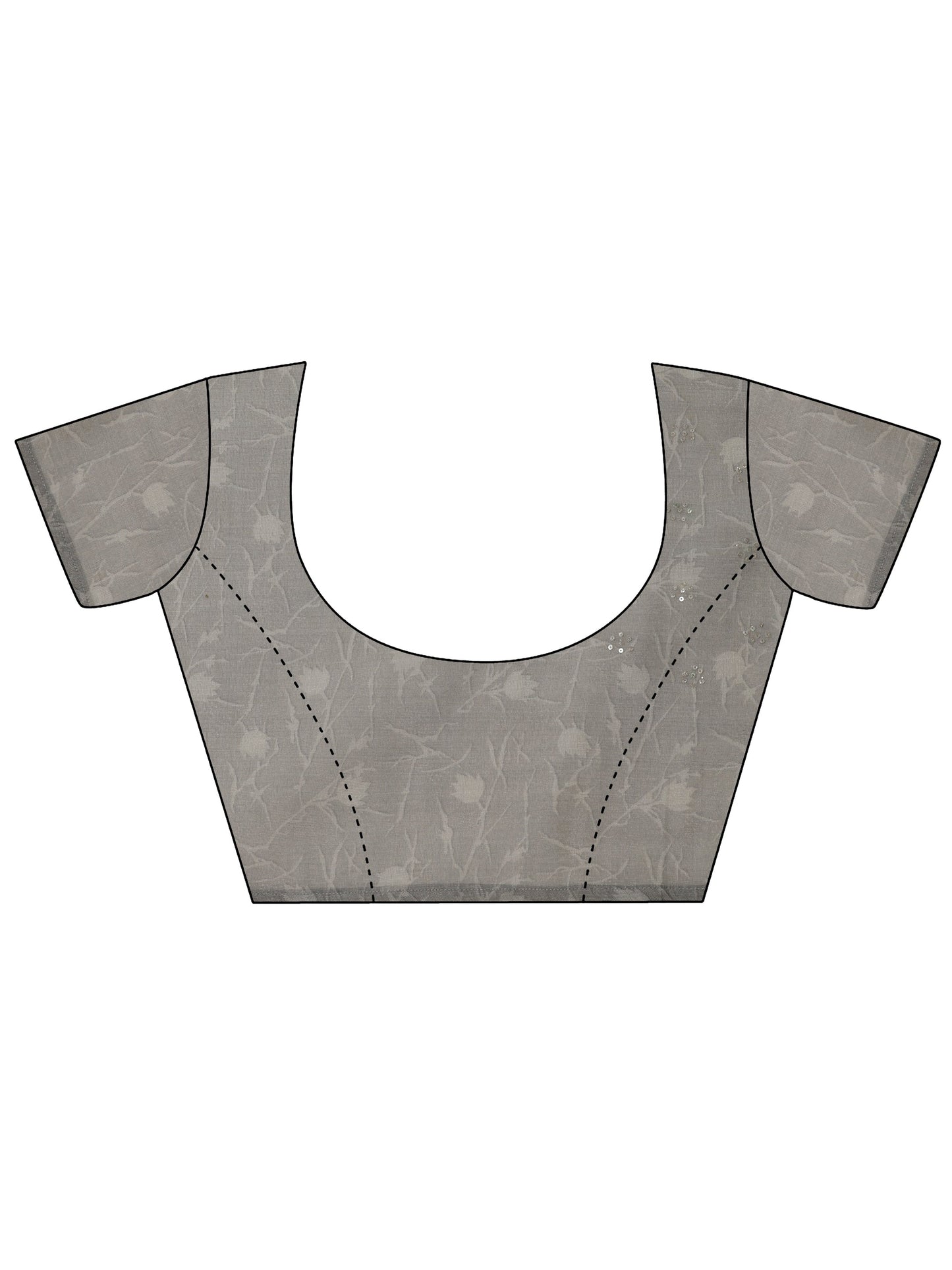 Grey Printed Silk Blend Saree With Unstitched Blouse Piece