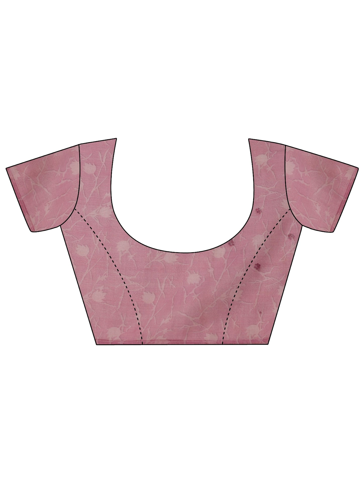 Pink Printed Silk Blend Saree With Unstitched Blouse Piece