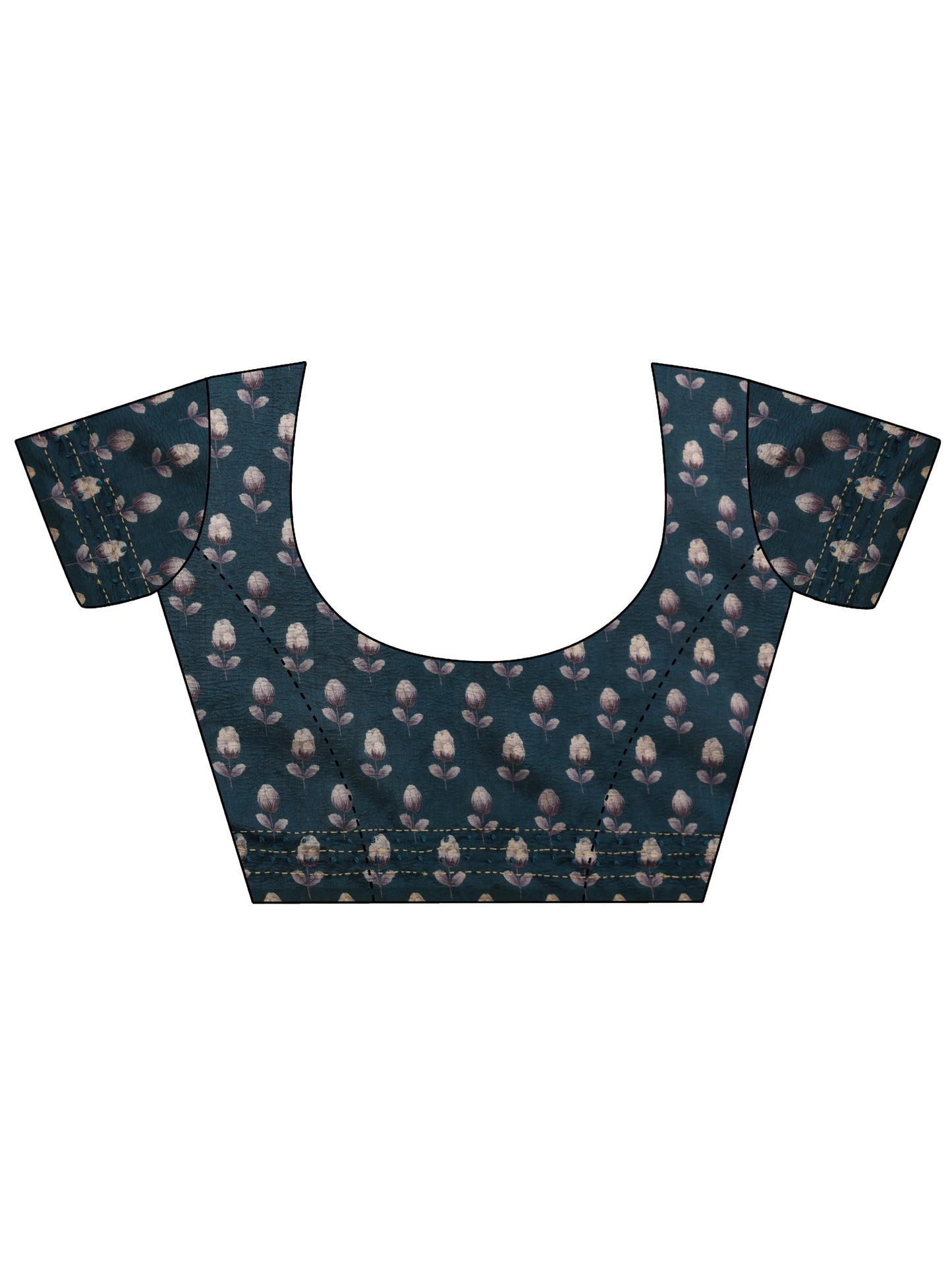 Teal Embellished Silk Blend Saree With Unstitched Blouse Piece