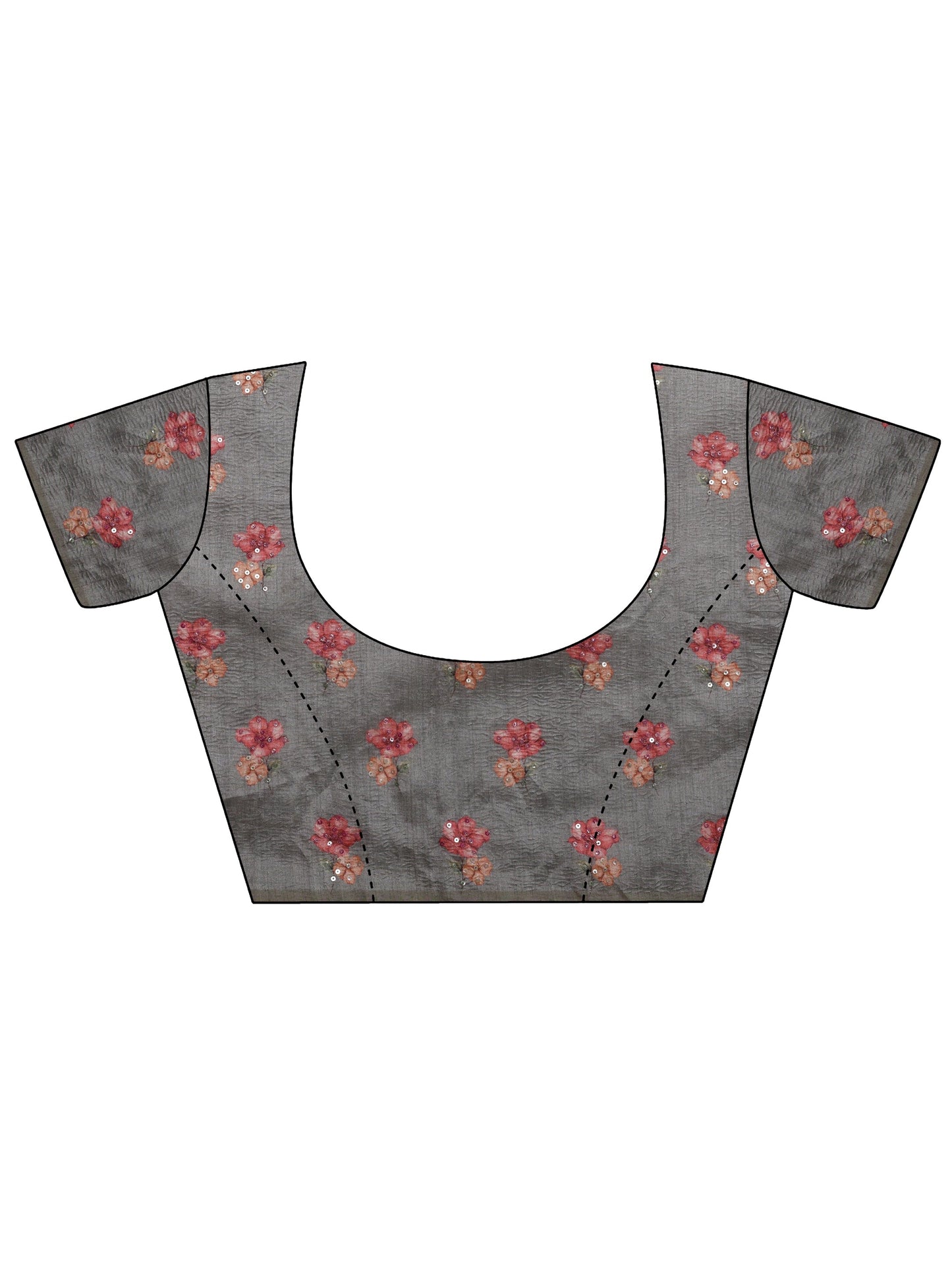 Grey Embellished Silk Blend Saree With Unstitched Blouse Piece