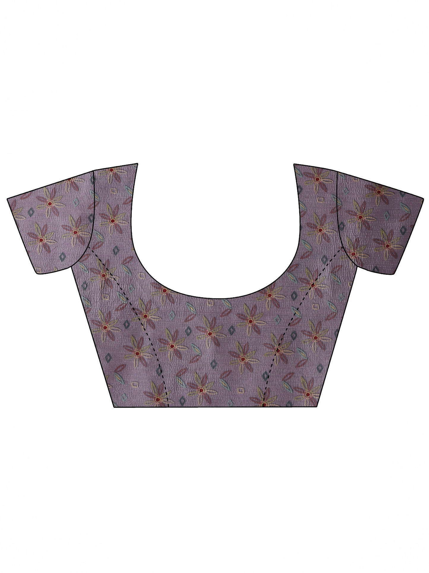 Lavender Printed Silk Blend Saree With Unstitched Blouse Piece