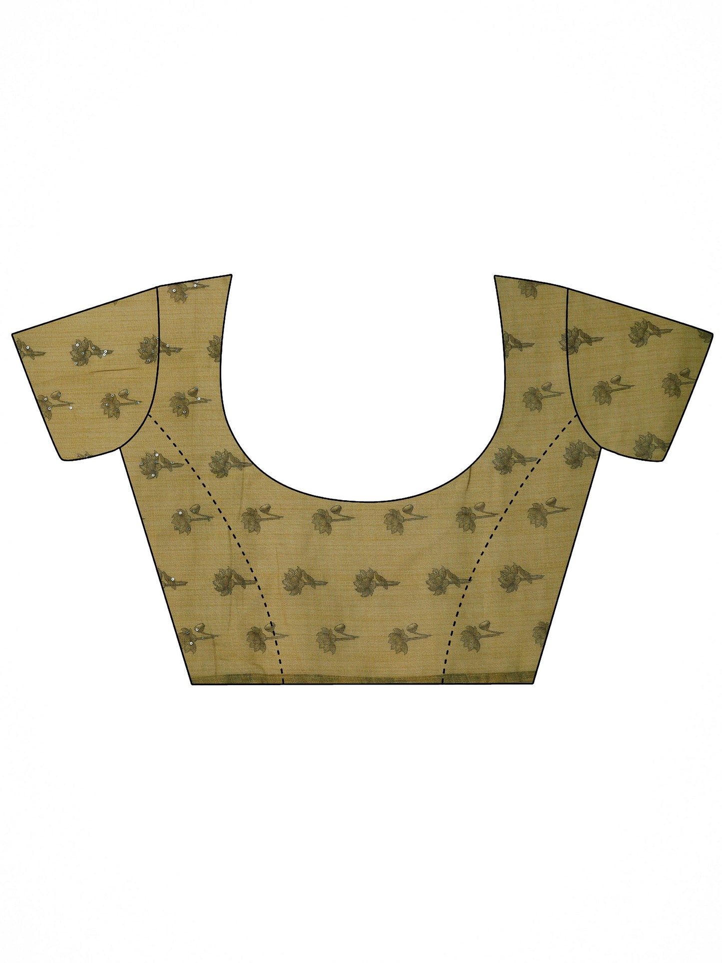 Green Printed Silk Blend Saree With Unstitched Blouse Piece