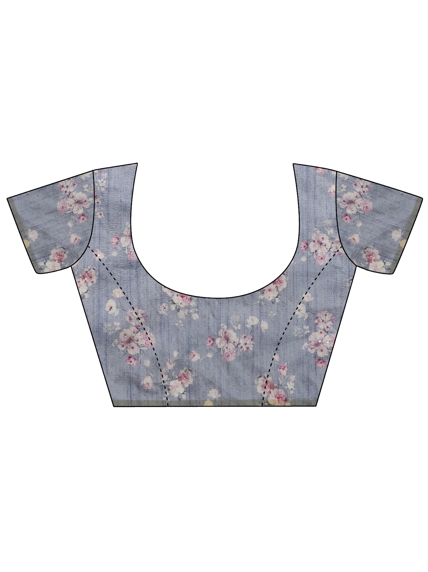 Lavender Printed Silk Blend Saree With Unstitched Blouse Piece