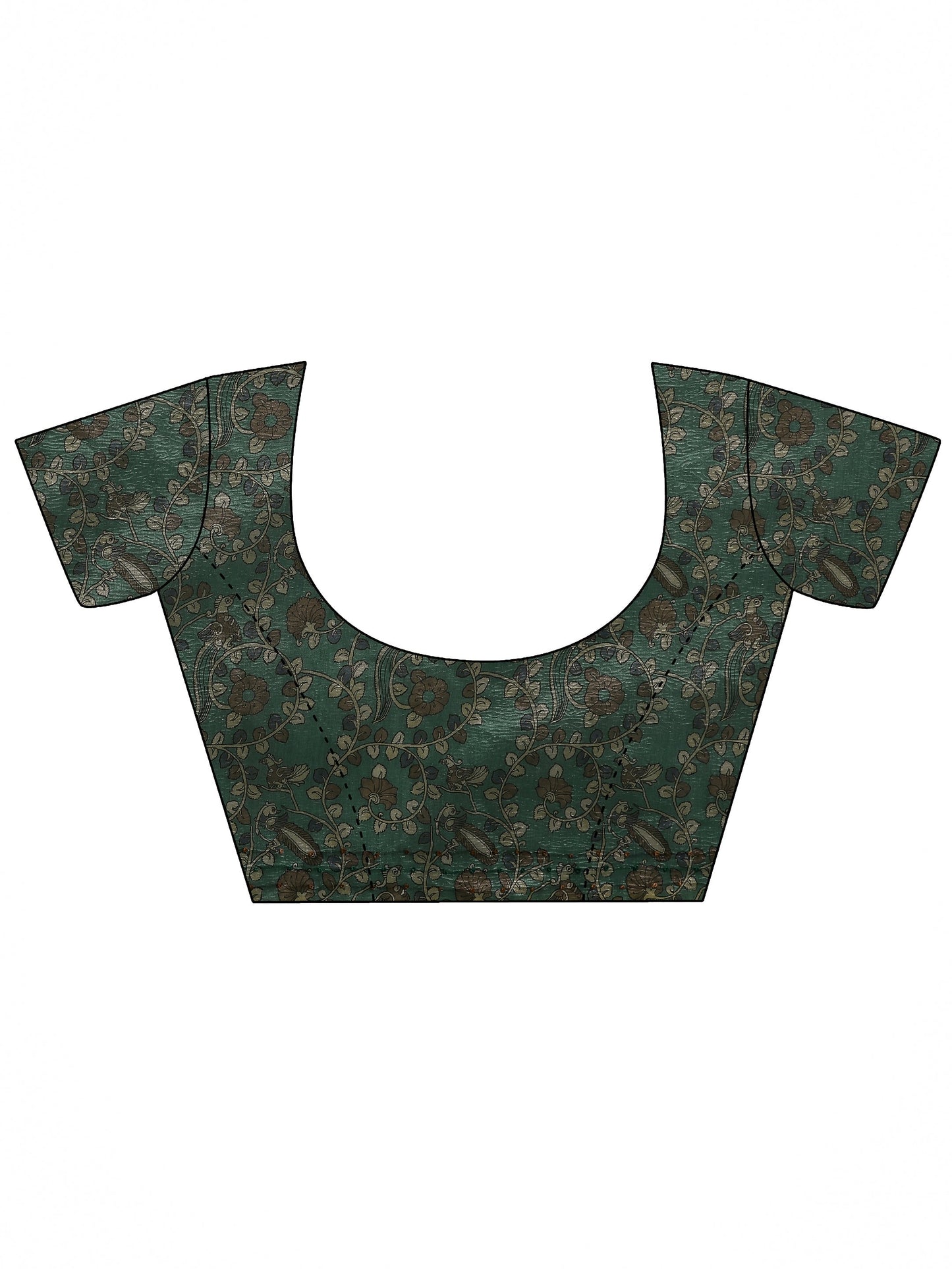 Beige Printed Silk Blend Saree With Unstitched Blouse Piece