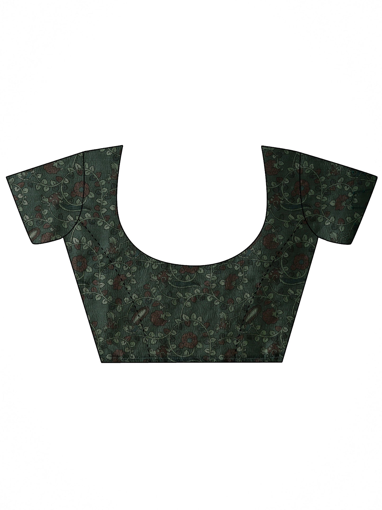 Beige Printed Silk Blend Saree With Unstitched Blouse Piece