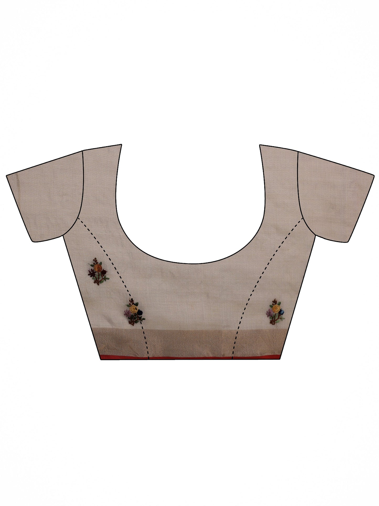 Beige Embroidered Silk Blend Saree With Unstitched Blouse Piece