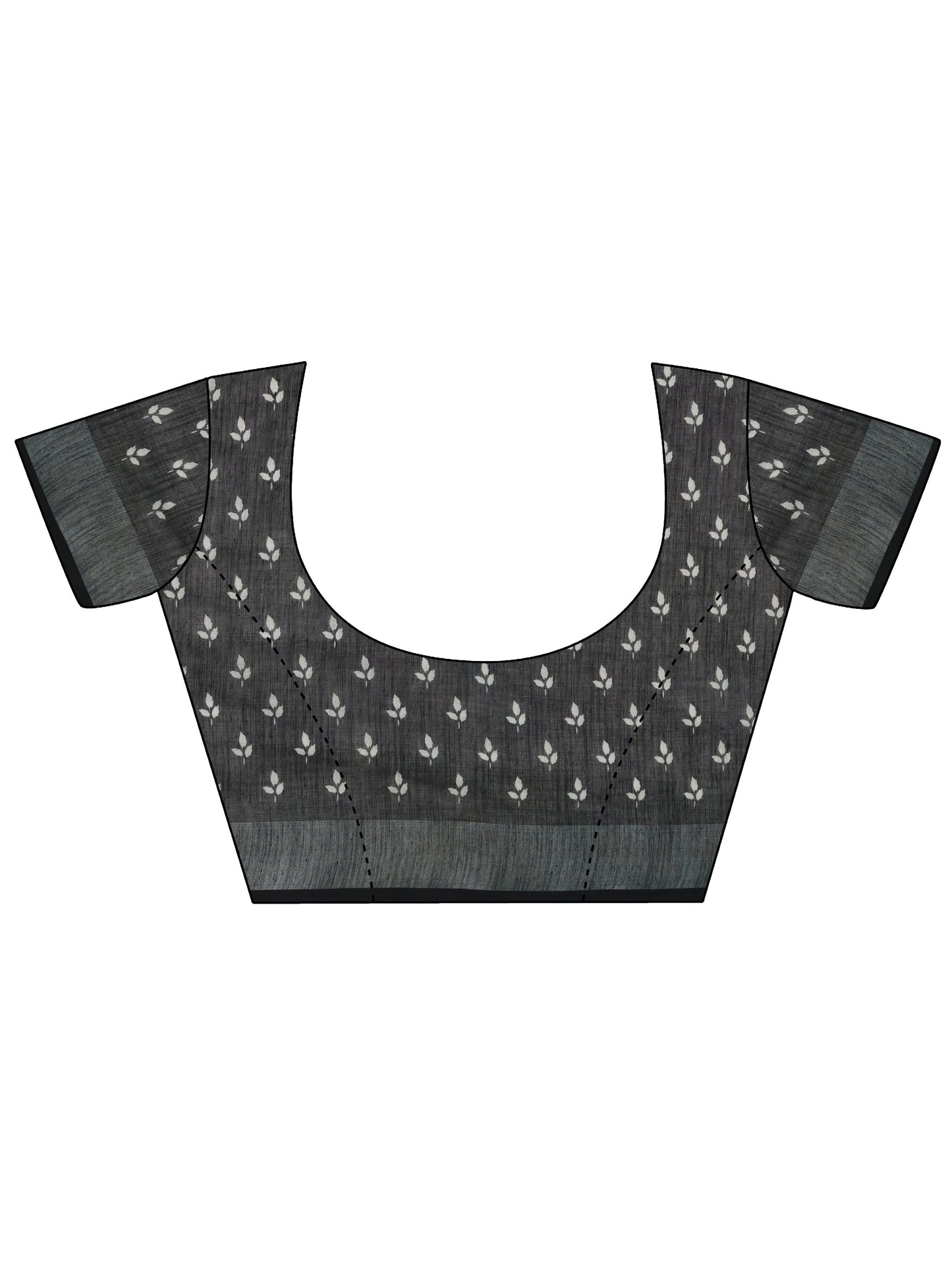 Black Printed Cotton Blend Saree With Unstitched Blouse Piece