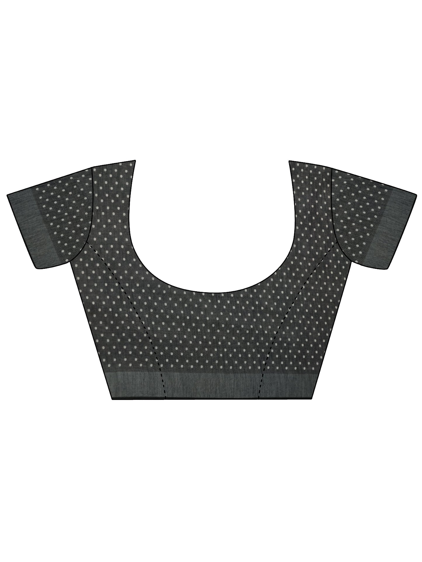 Black Printed Cotton Blend Saree With Unstitched Blouse Piece