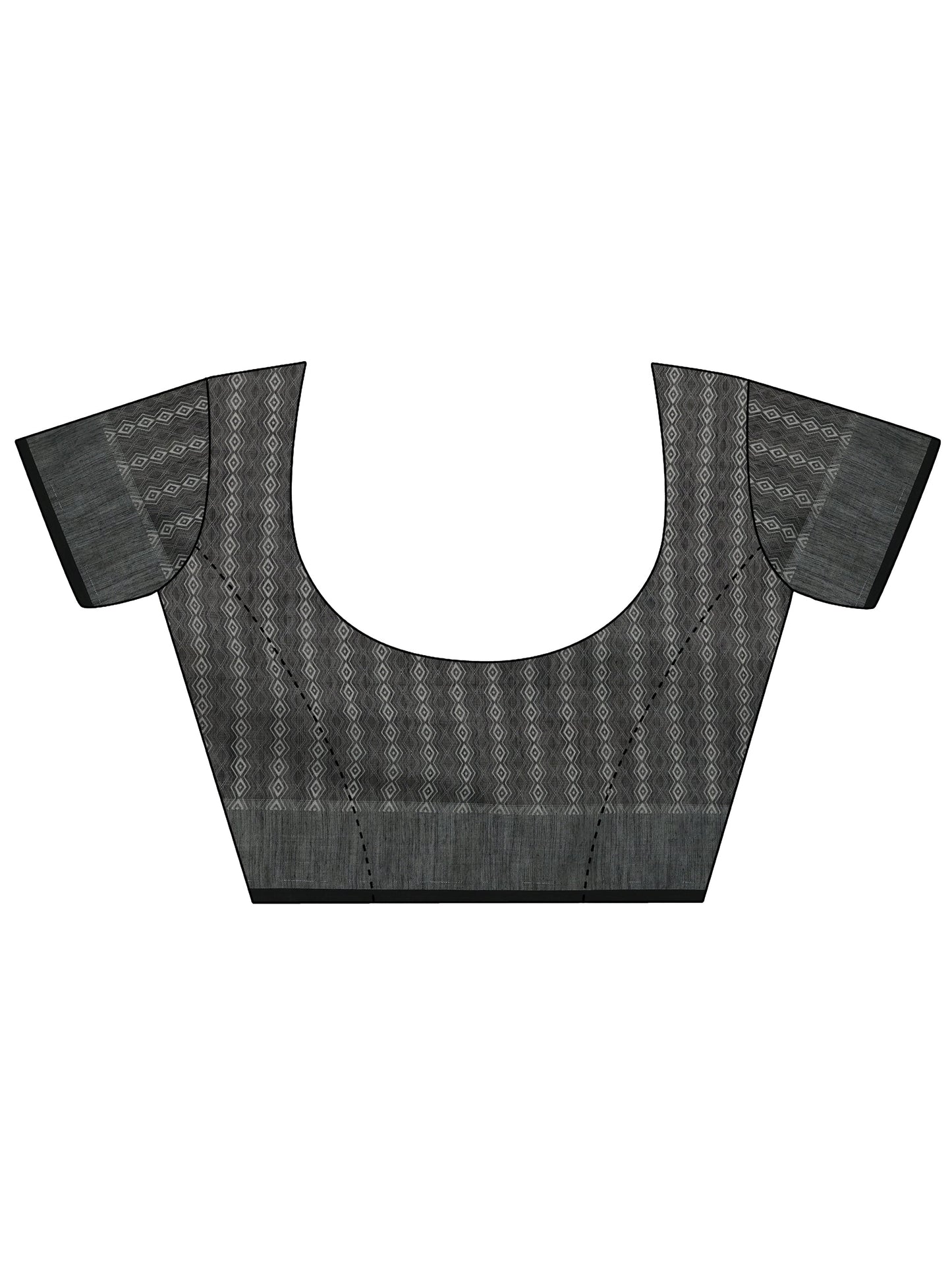 Black Jamdani Printed Cotton Blend Saree With Unstitched Blouse Piece