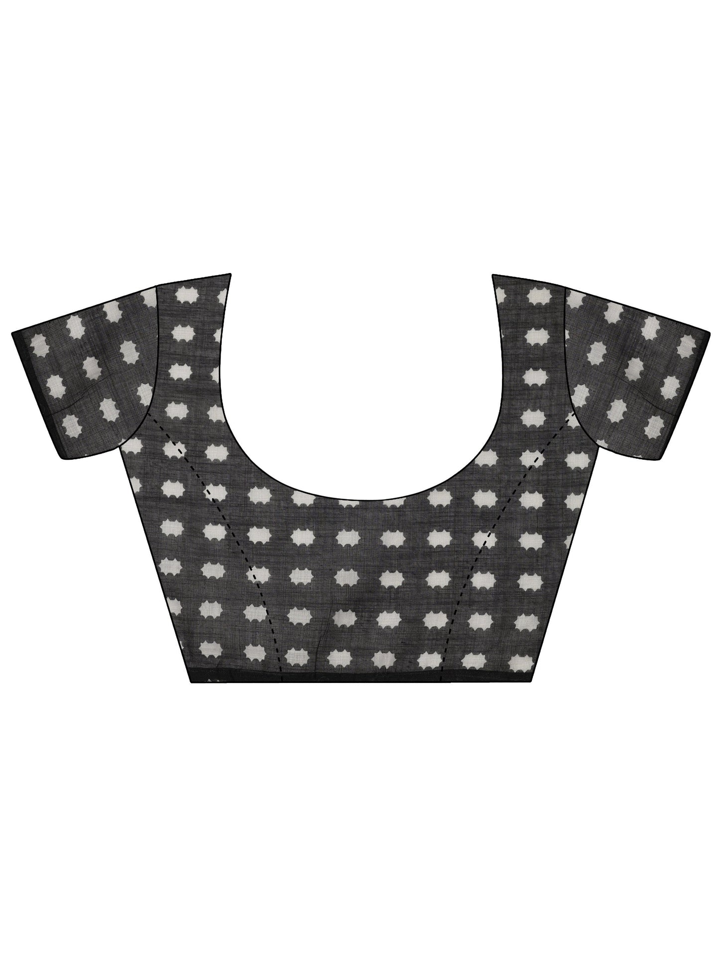 Black Printed Cotton Blend Saree With Unstitched Blouse Piece