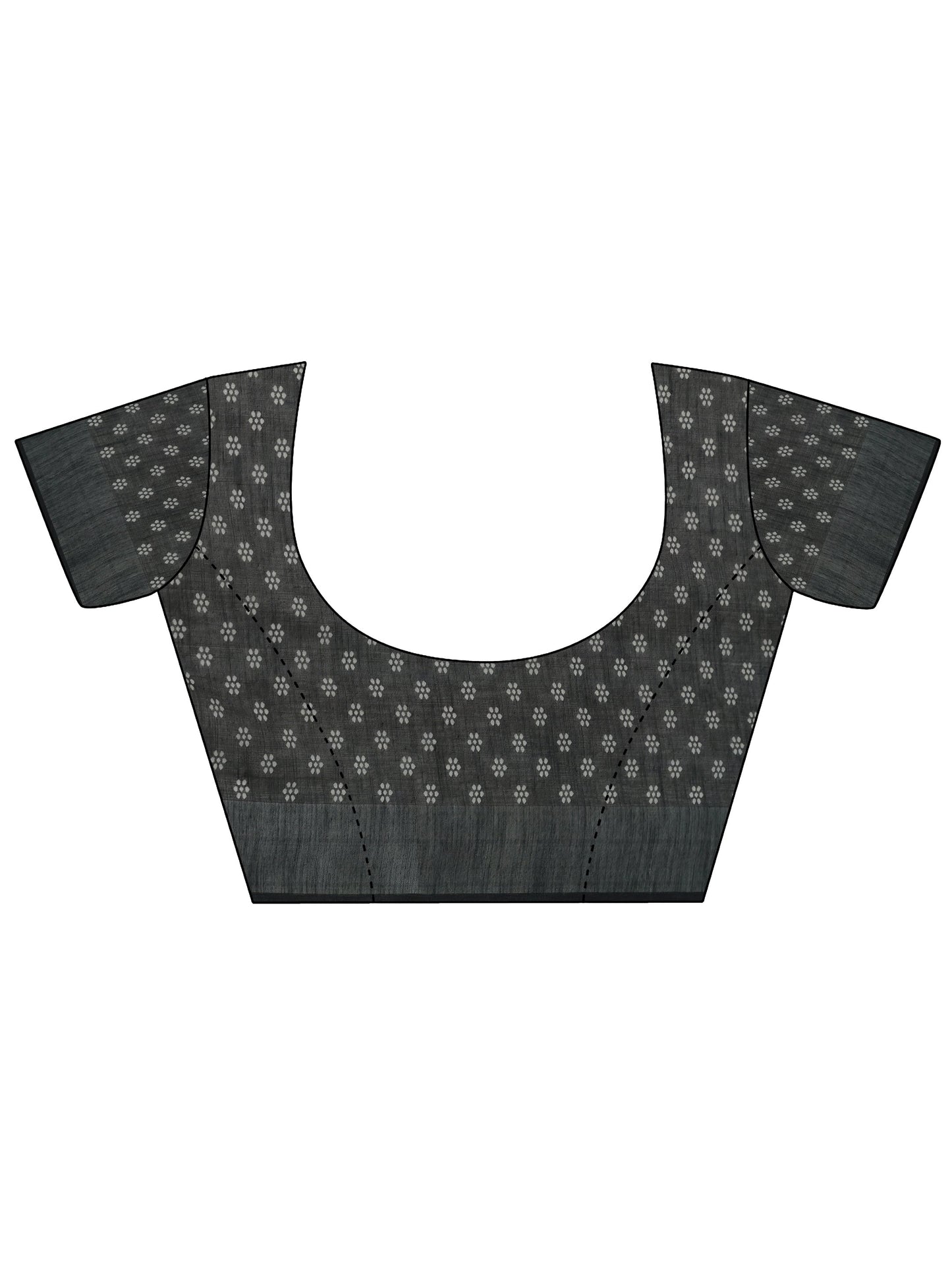 Black Printed Cotton Blend Saree With Unstitched Blouse Piece