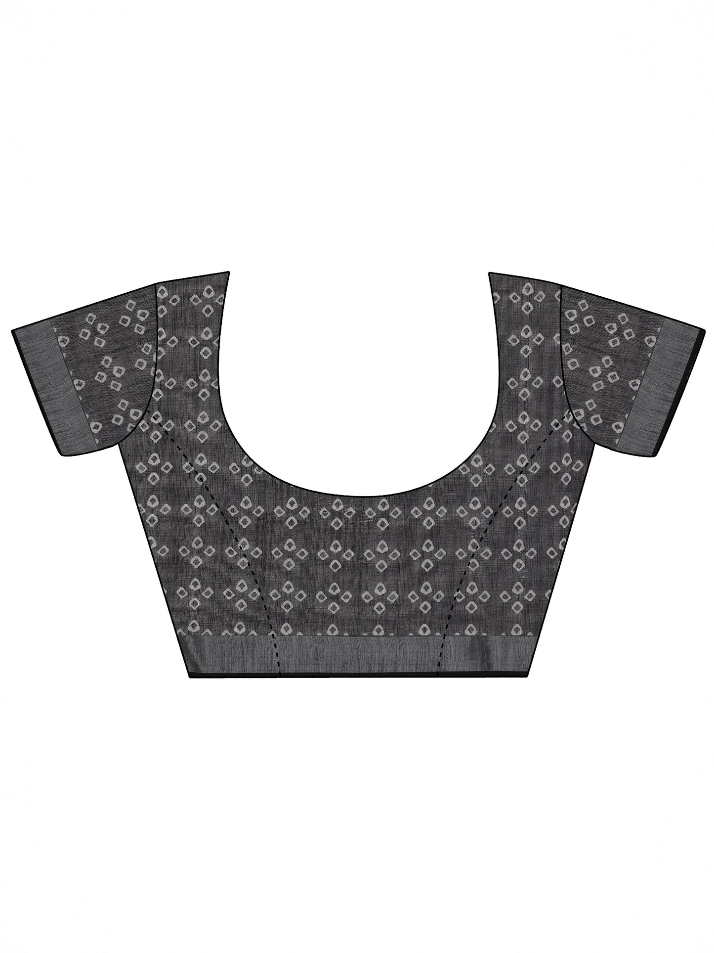 Black Printed Cotton Blend Saree With Unstitched Blouse Piece