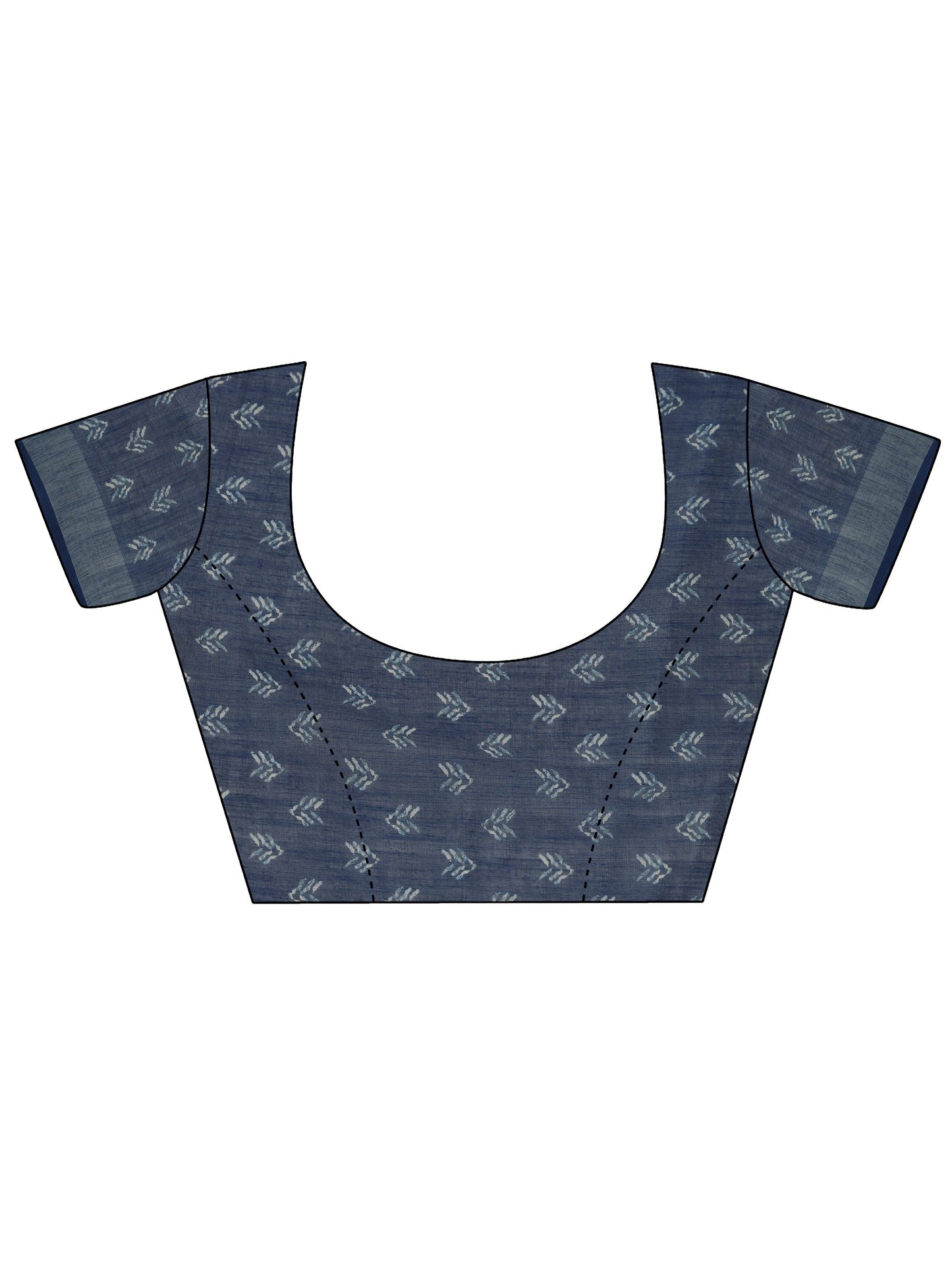 Blue Ikat Printed Cotton Blend Saree With Unstitched Blouse Piece