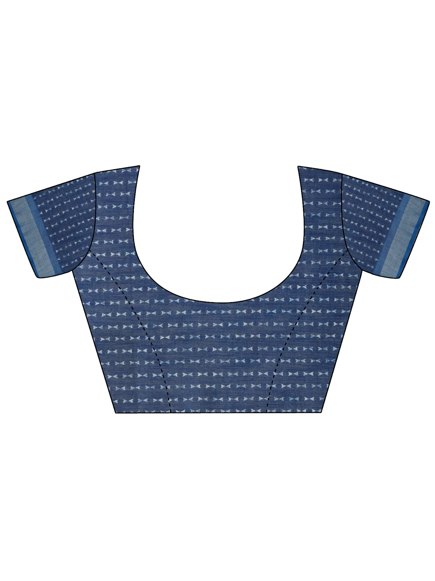 Blue Ikat Printed Cotton Blend Saree With Unstitched Blouse Piece