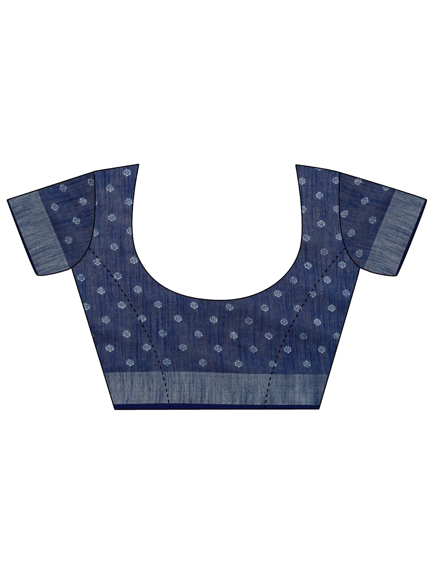 Blue Printed Cotton Blend Saree With Unstitched Blouse Piece