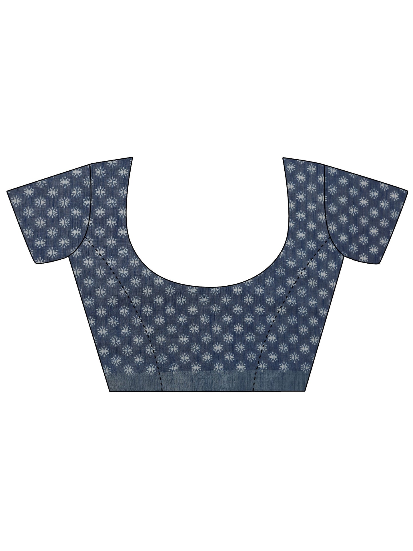 Blue Printed Cotton Blend Saree With Unstitched Blouse Piece