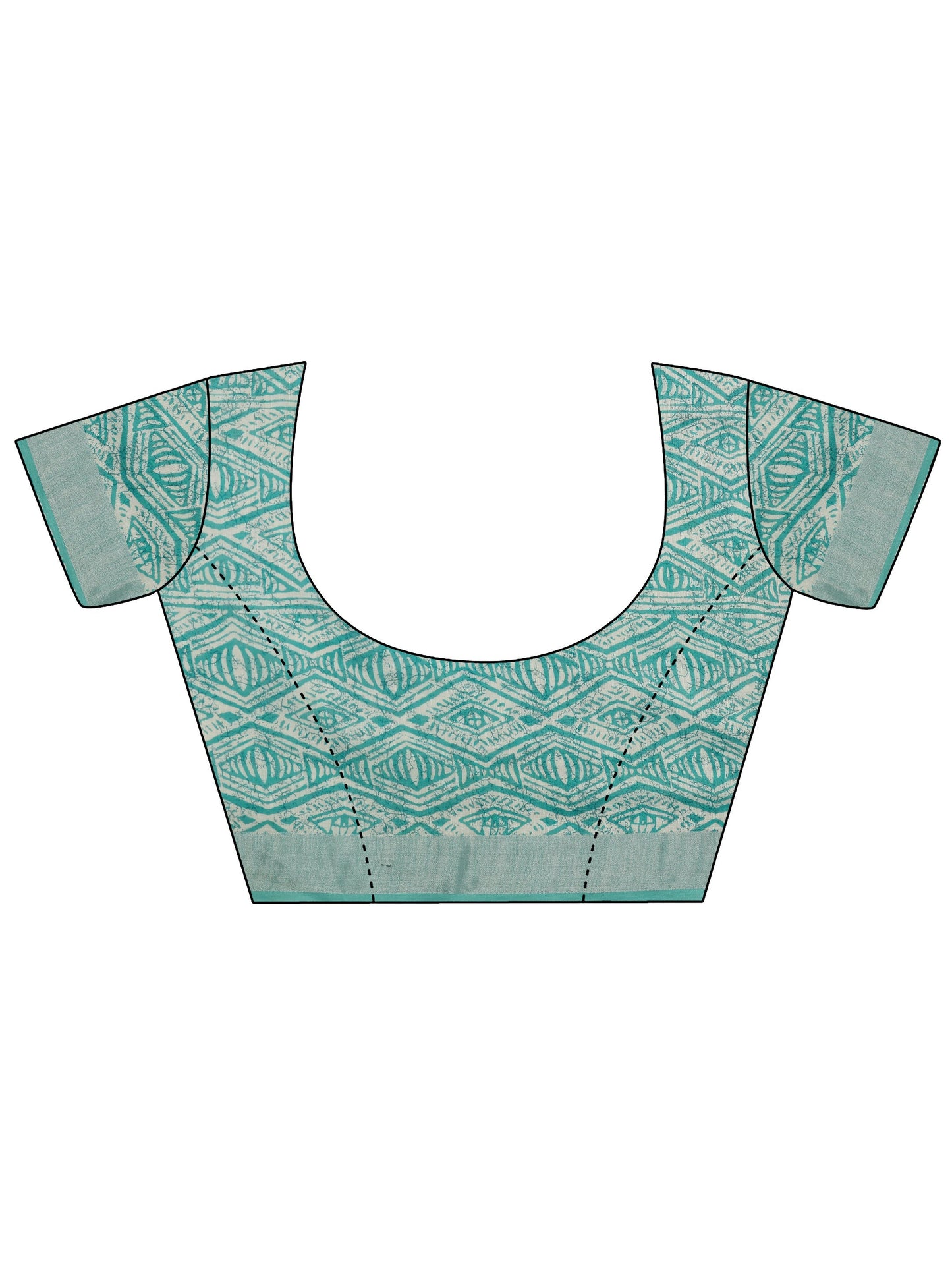 Blue Jamdani Printed Cotton Blend Saree With Unstitched Blouse Piece