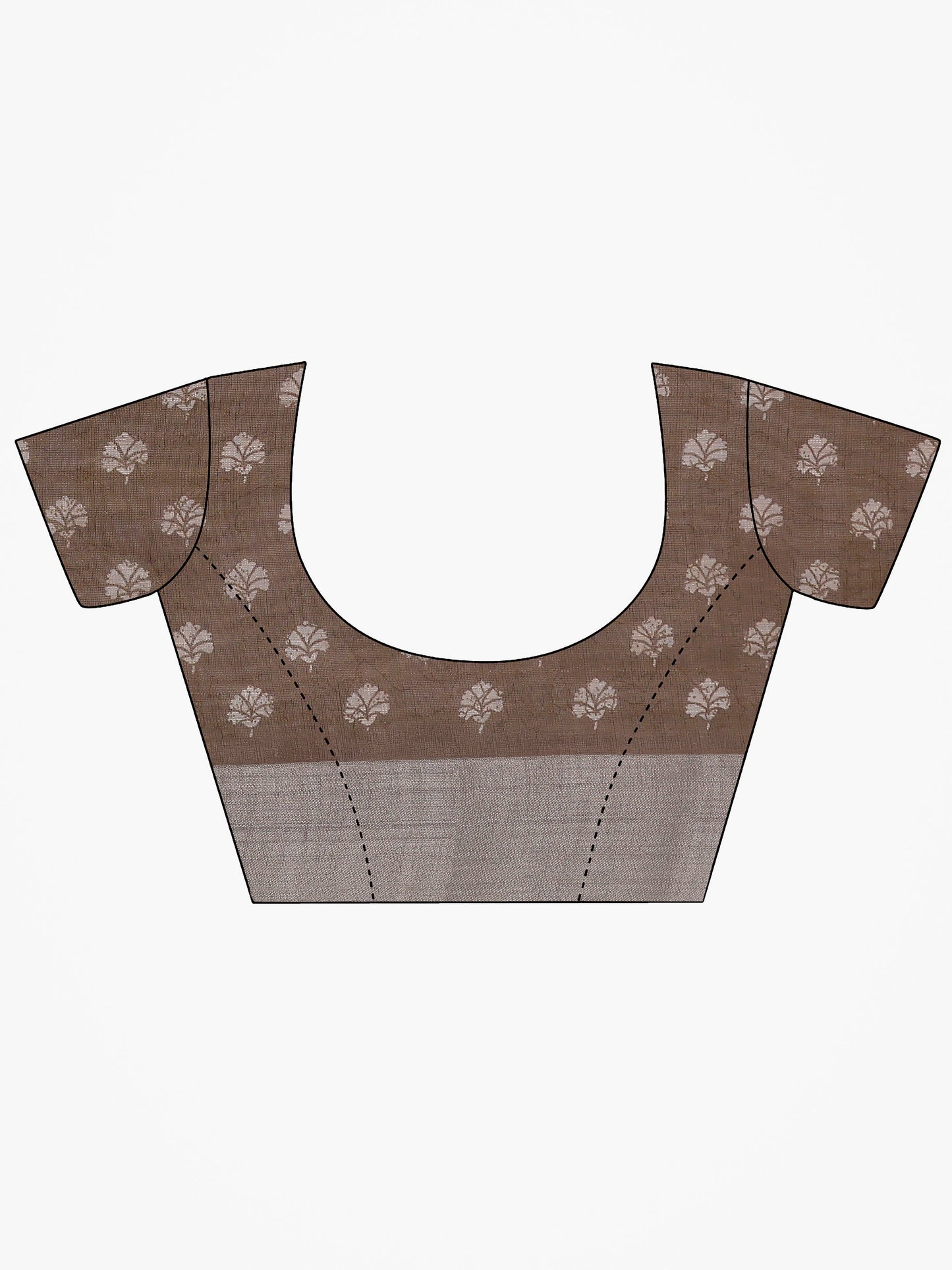 Brown Printed Cotton Blend Saree With Unstitched Blouse Piece