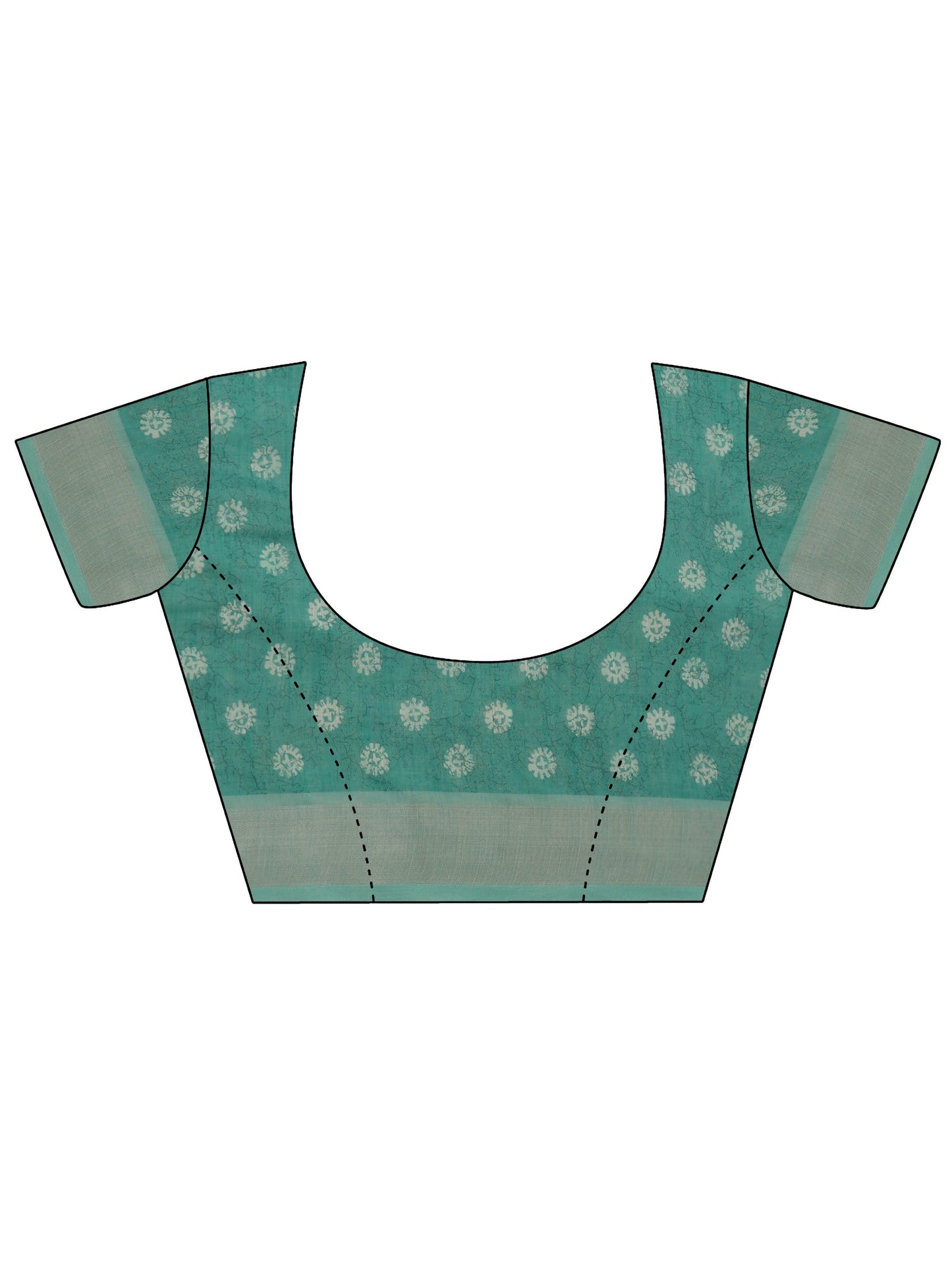 Blue Printed Cotton Blend Saree With Unstitched Blouse Piece