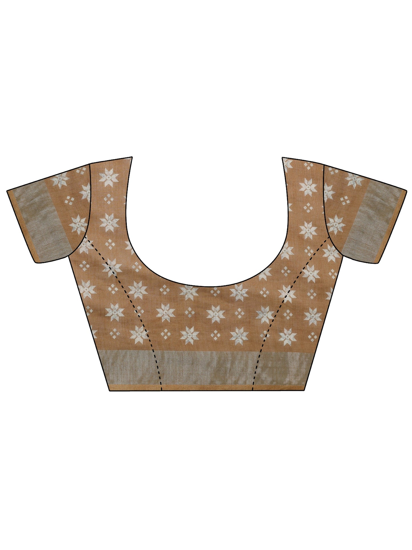 Mustard Printed Cotton Blend Saree With Unstitched Blouse Piece