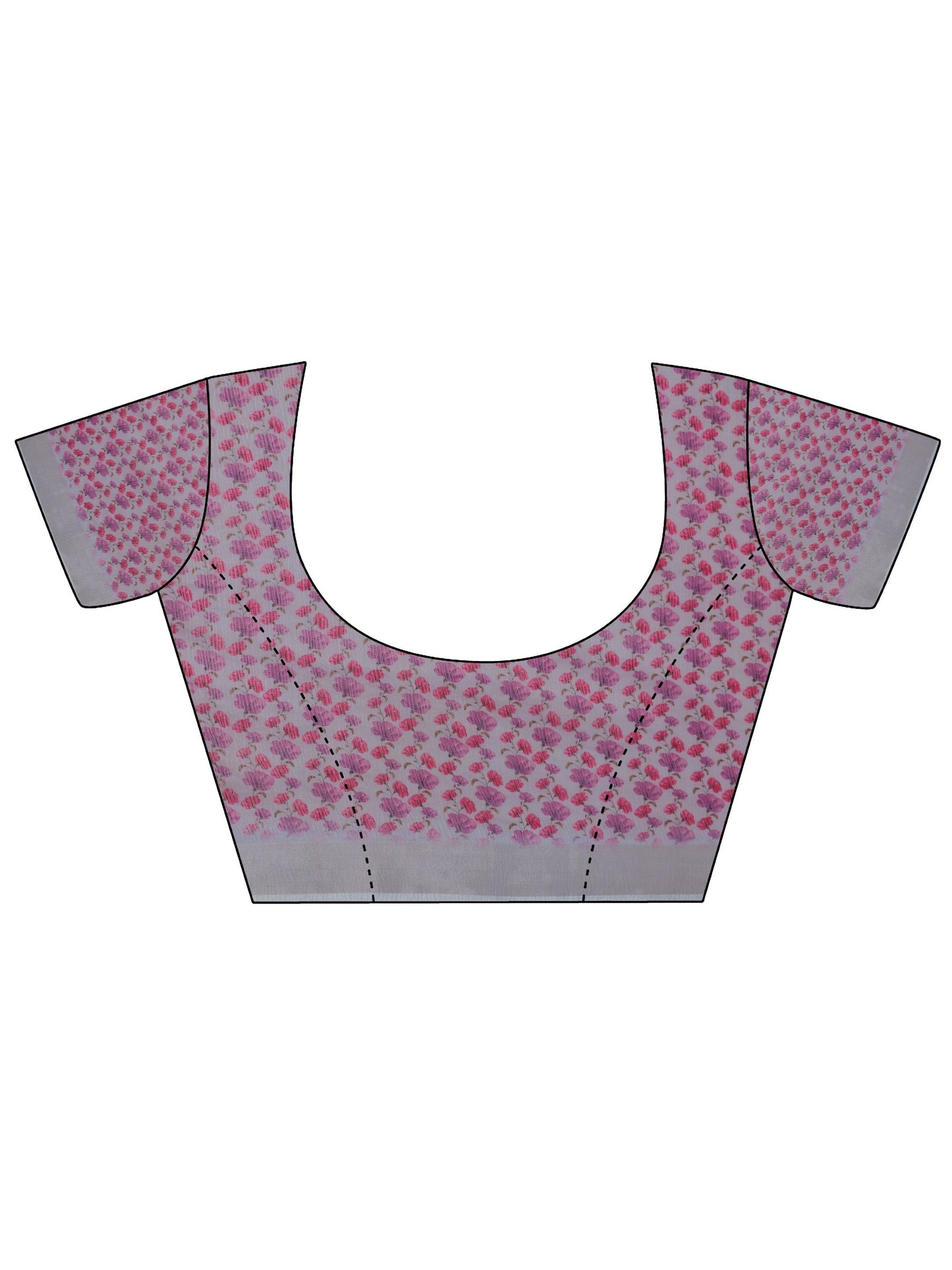 Blue Printed Cotton Blend Saree With Unstitched Blouse Piece