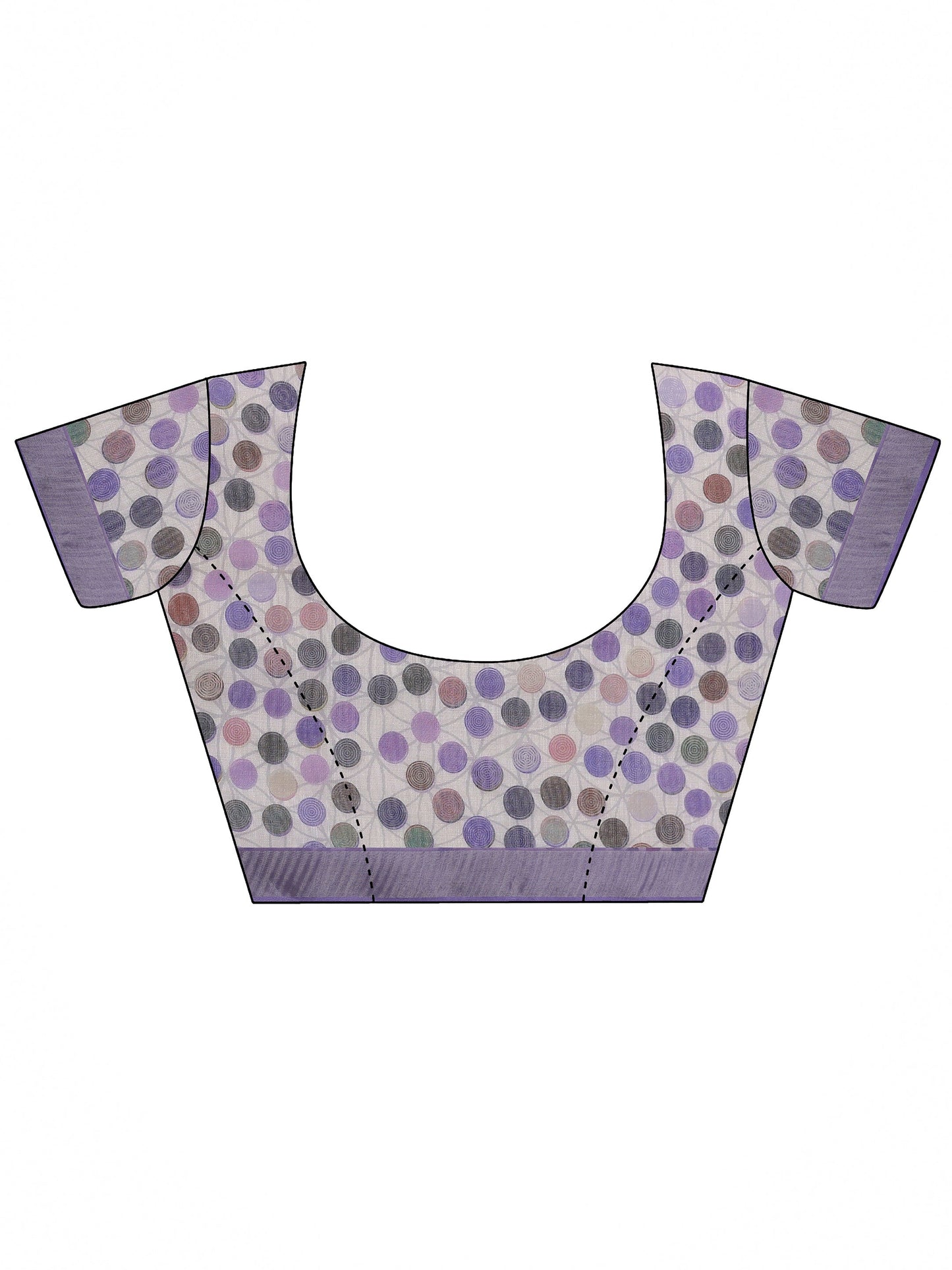 White Printed Cotton Blend Saree With Unstitched Blouse Piece