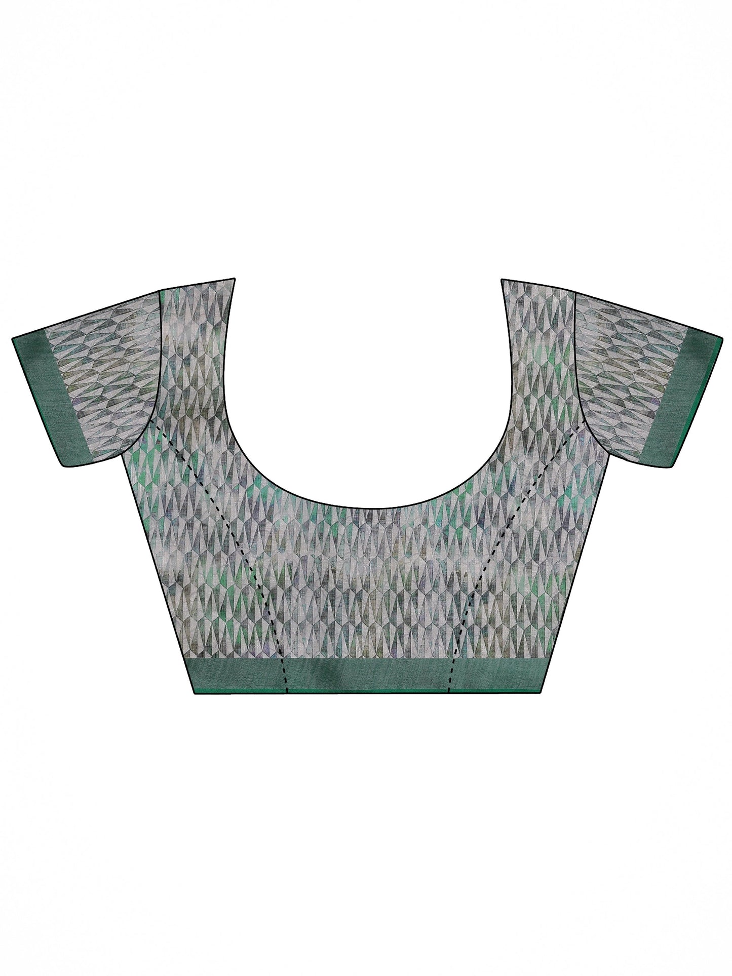 White Printed Cotton Blend Saree With Unstitched Blouse Piece