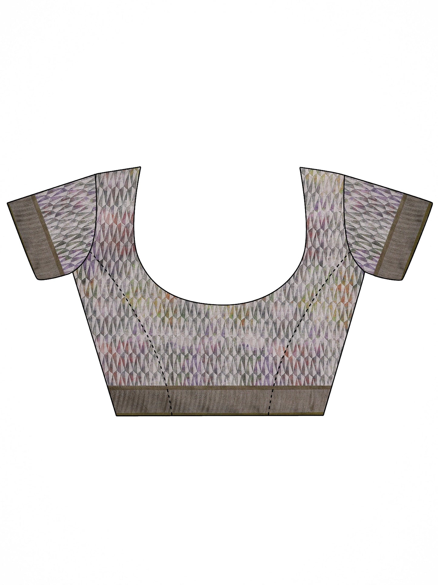 White Printed Cotton Blend Saree With Unstitched Blouse Piece