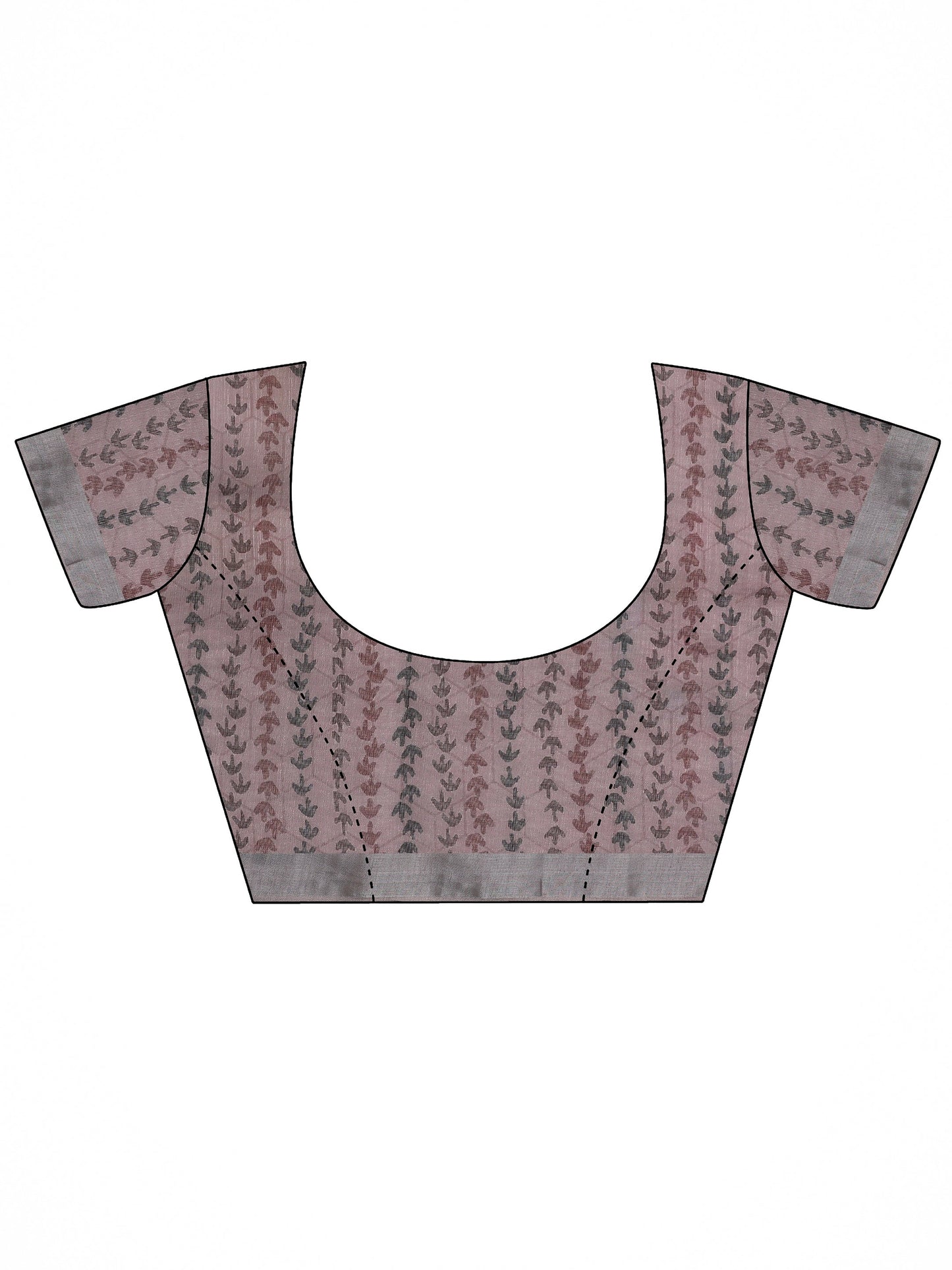 Mauve Printed Cotton Blend Saree With Unstitched Blouse Piece