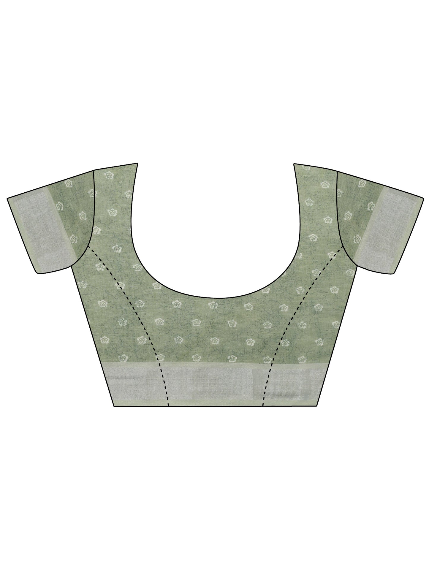 Green Printed Cotton Blend Baluchari Saree With Unstitched Blouse Piece