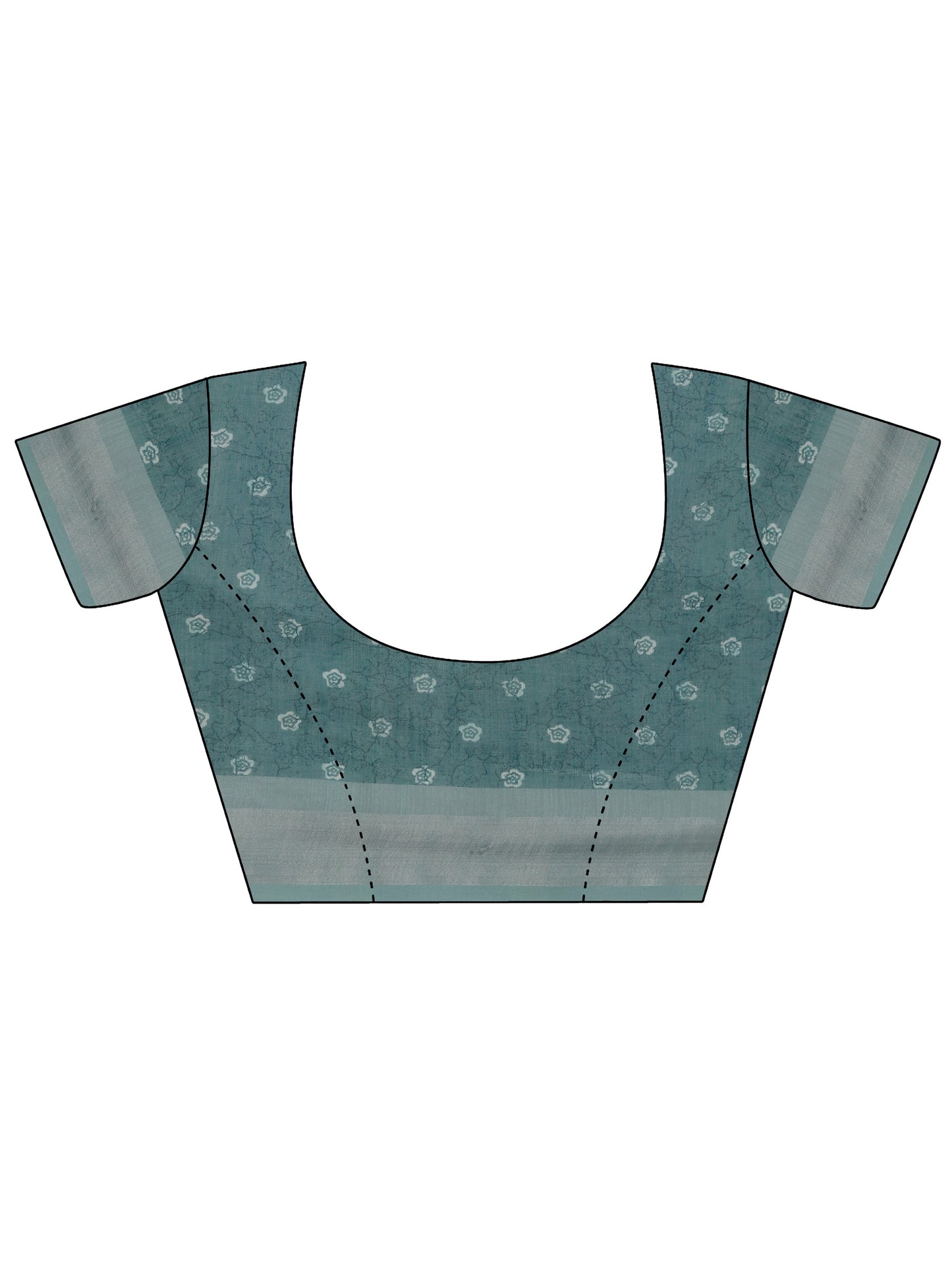 Blue Printed Cotton Blend Baluchari Saree With Unstitched Blouse Piece