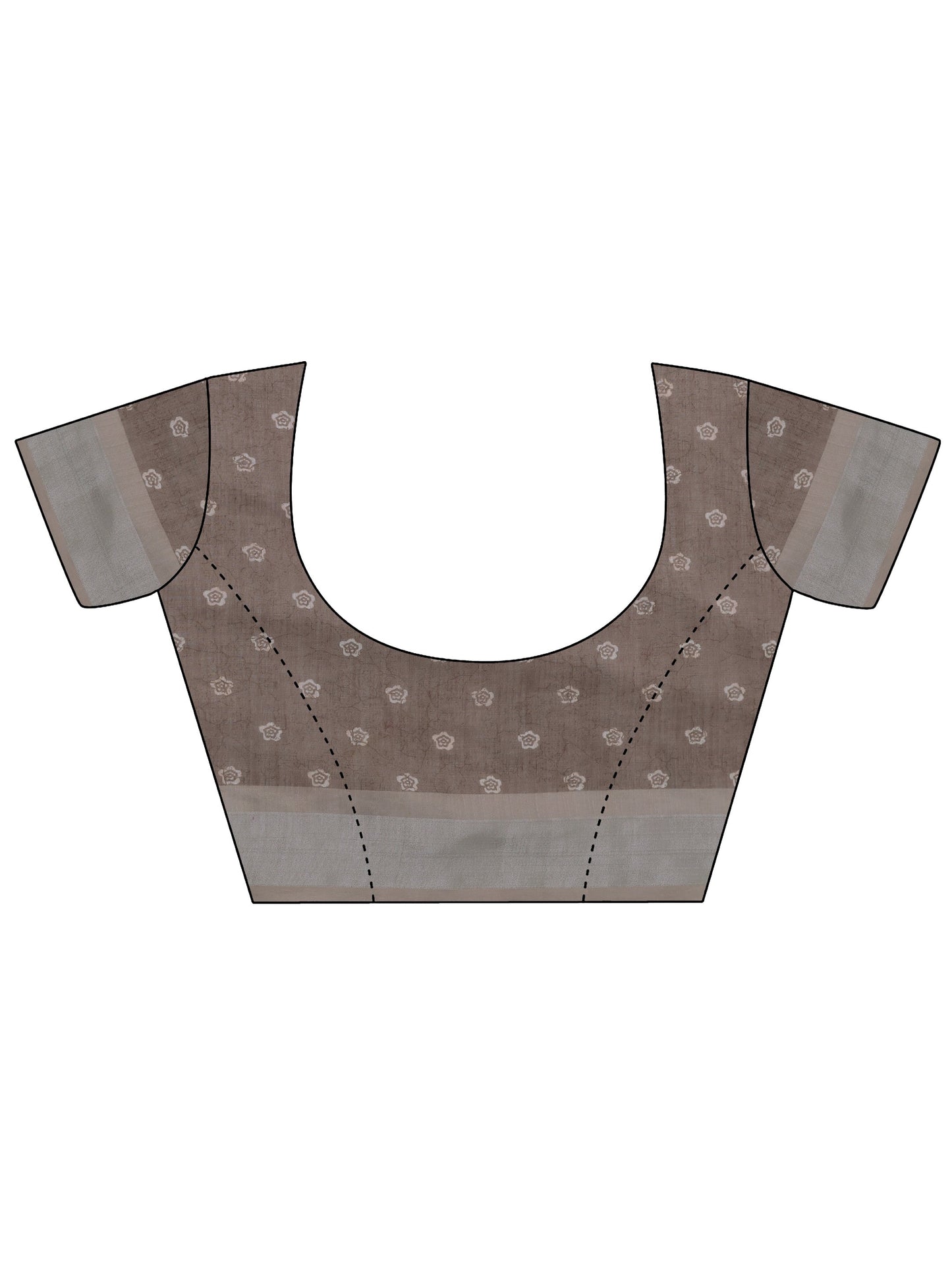 Brown Printed Cotton Blend Baluchari Saree With Unstitched Blouse Piece