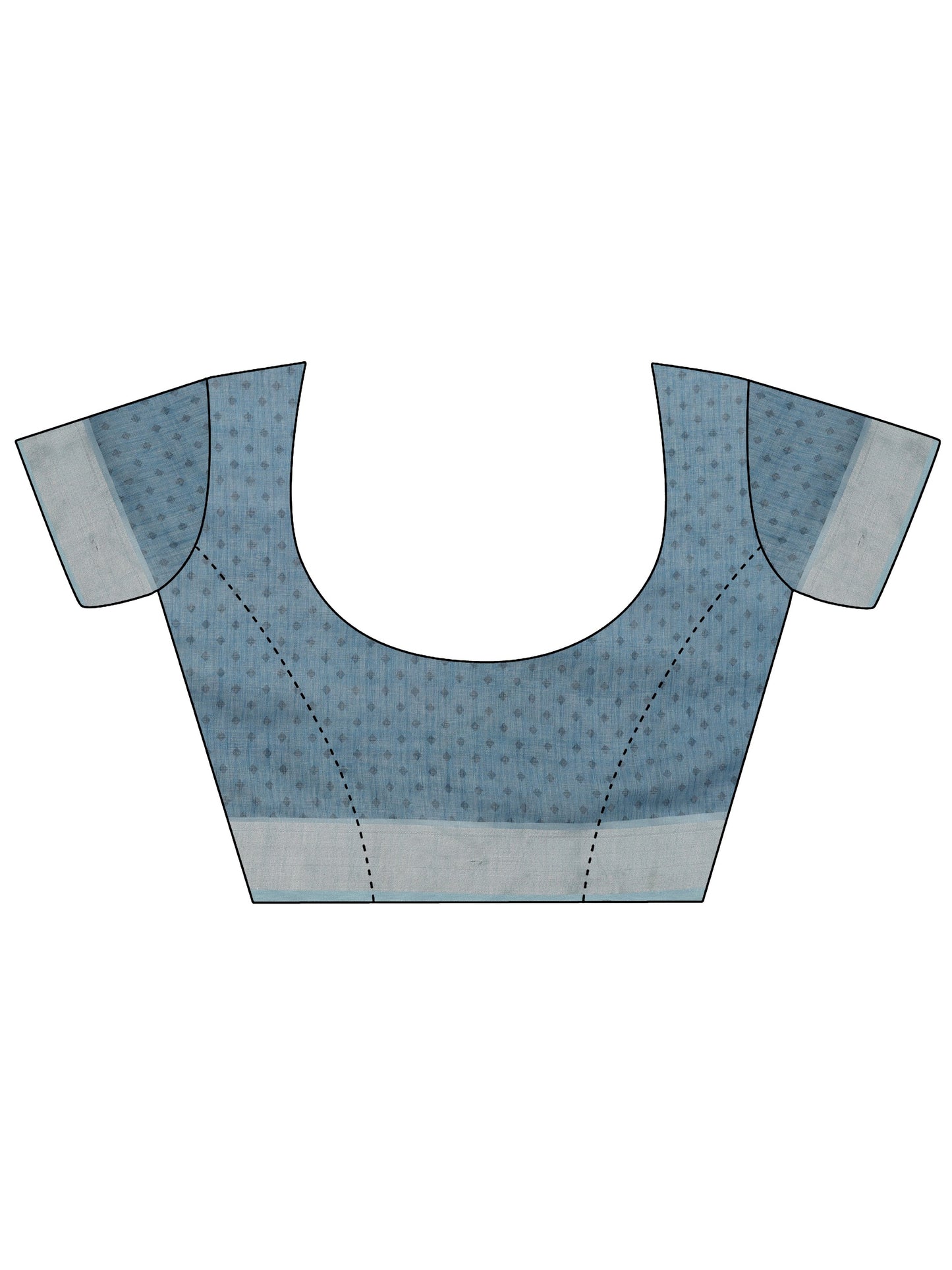 Blue Printed Cotton Blend Saree With Unstitched Blouse Piece