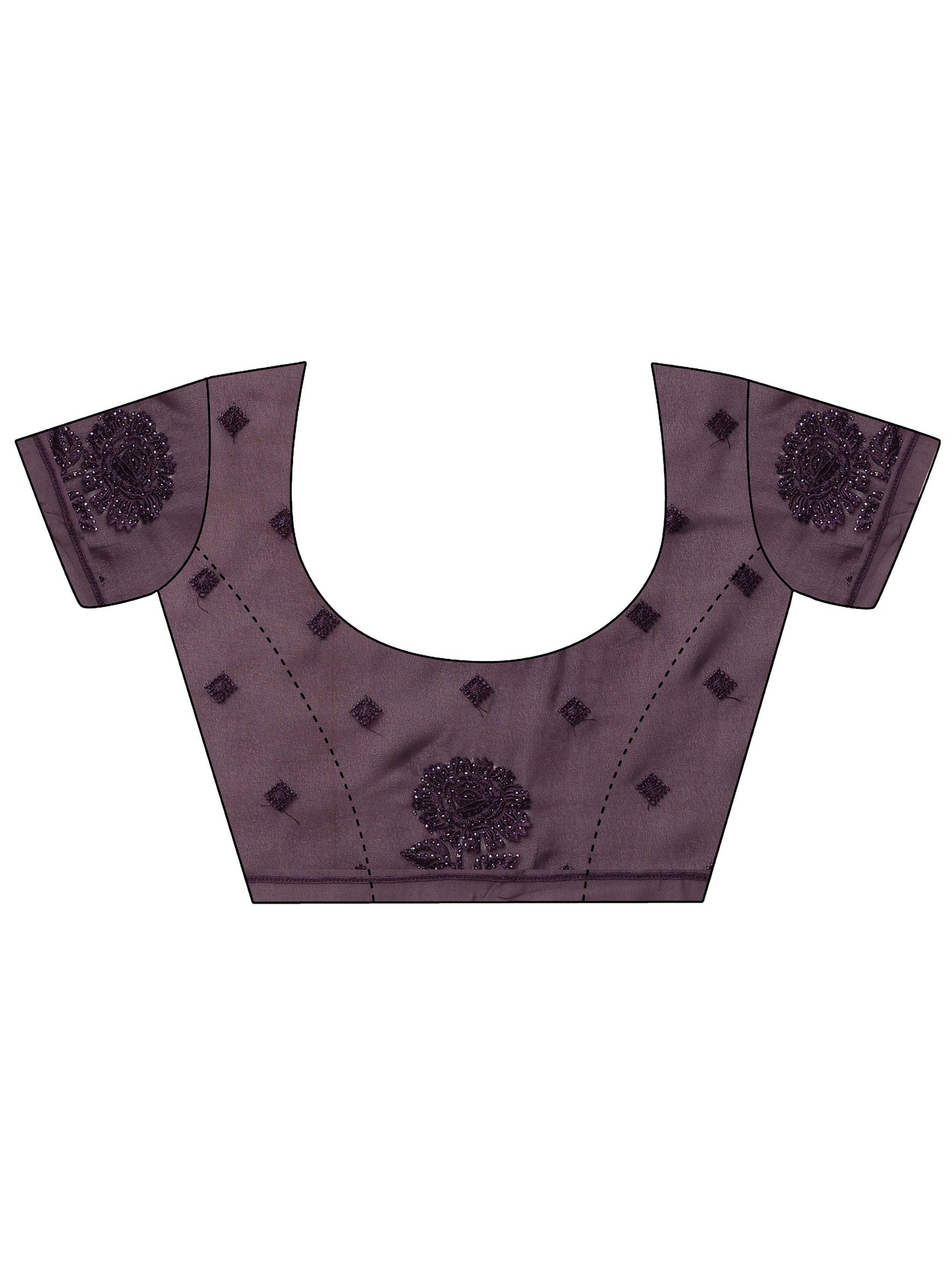 Purple Embroidered Georgette Saree With Unstitched Blouse Piece