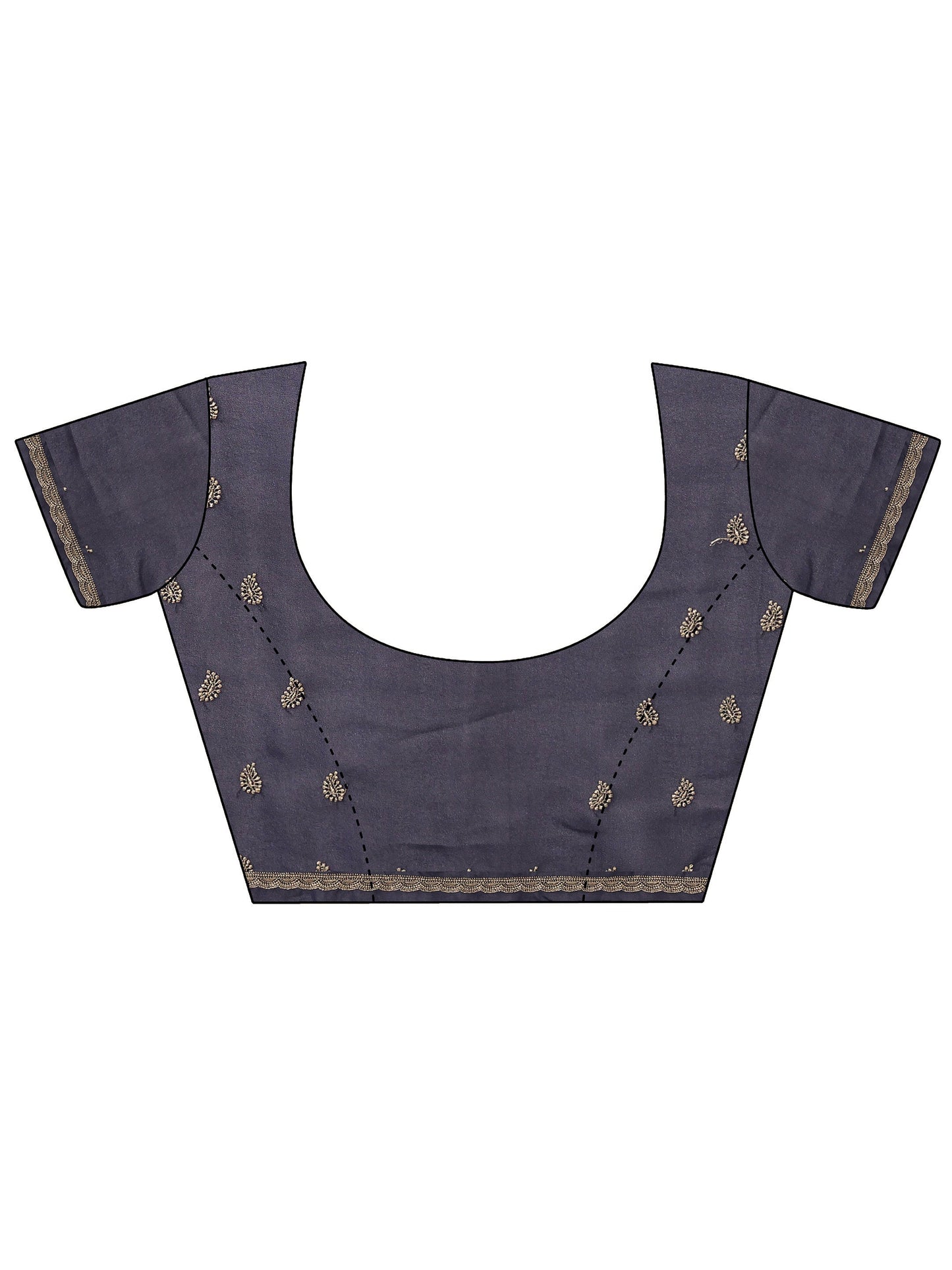 Navy Blue Embroidered Georgette Saree With Unstitched Blouse Piece