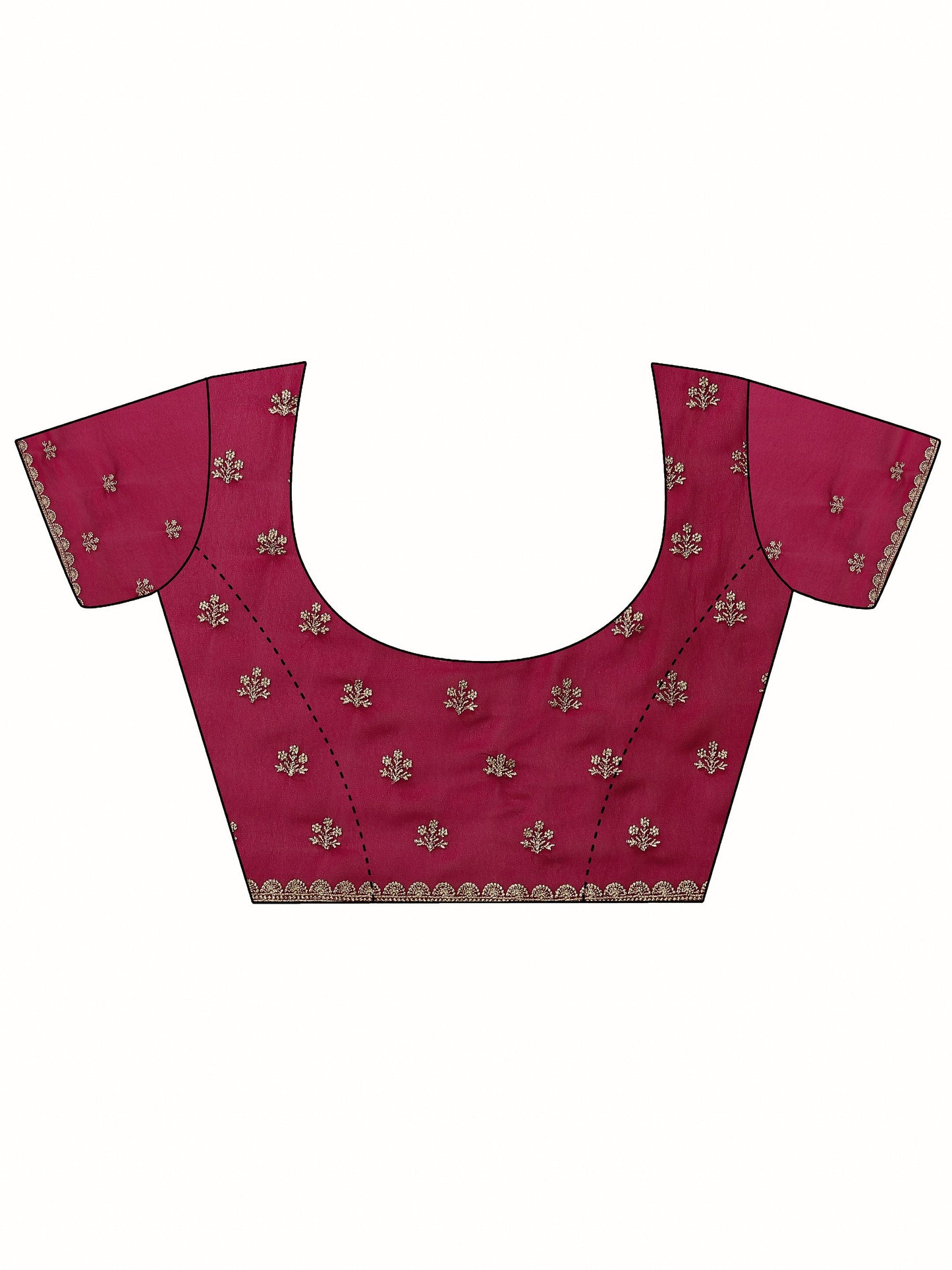 Red Embroidered Georgette Saree With Unstitched Blouse Piece