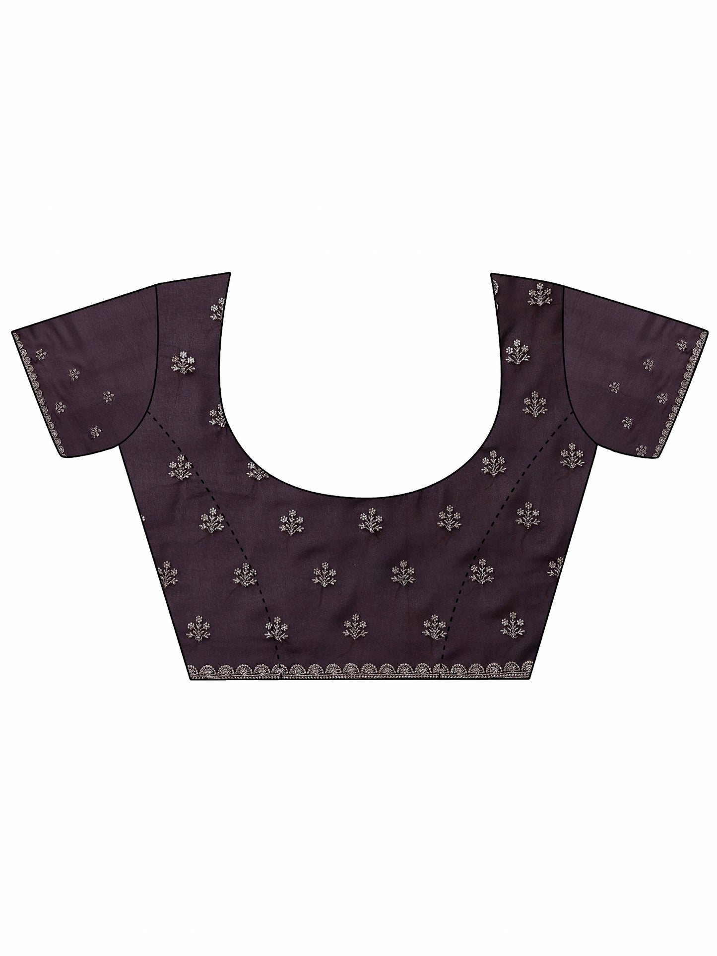 Burgundy Embroidered Georgette Saree With Unstitched Blouse Piece