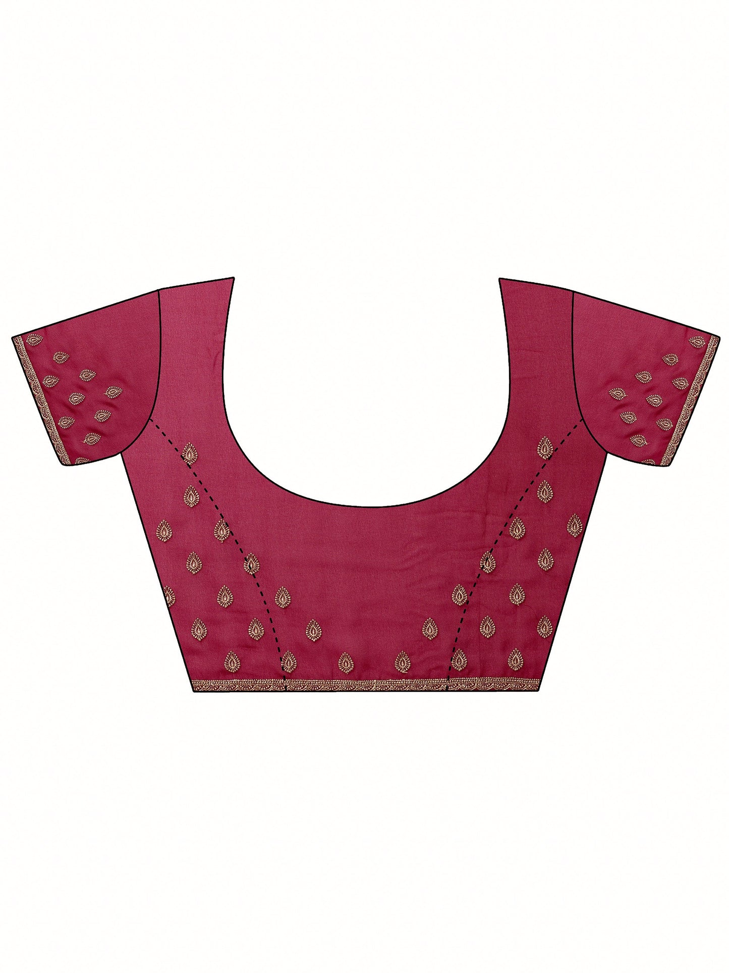 Red Embroidered Georgette Saree With Unstitched Blouse Piece