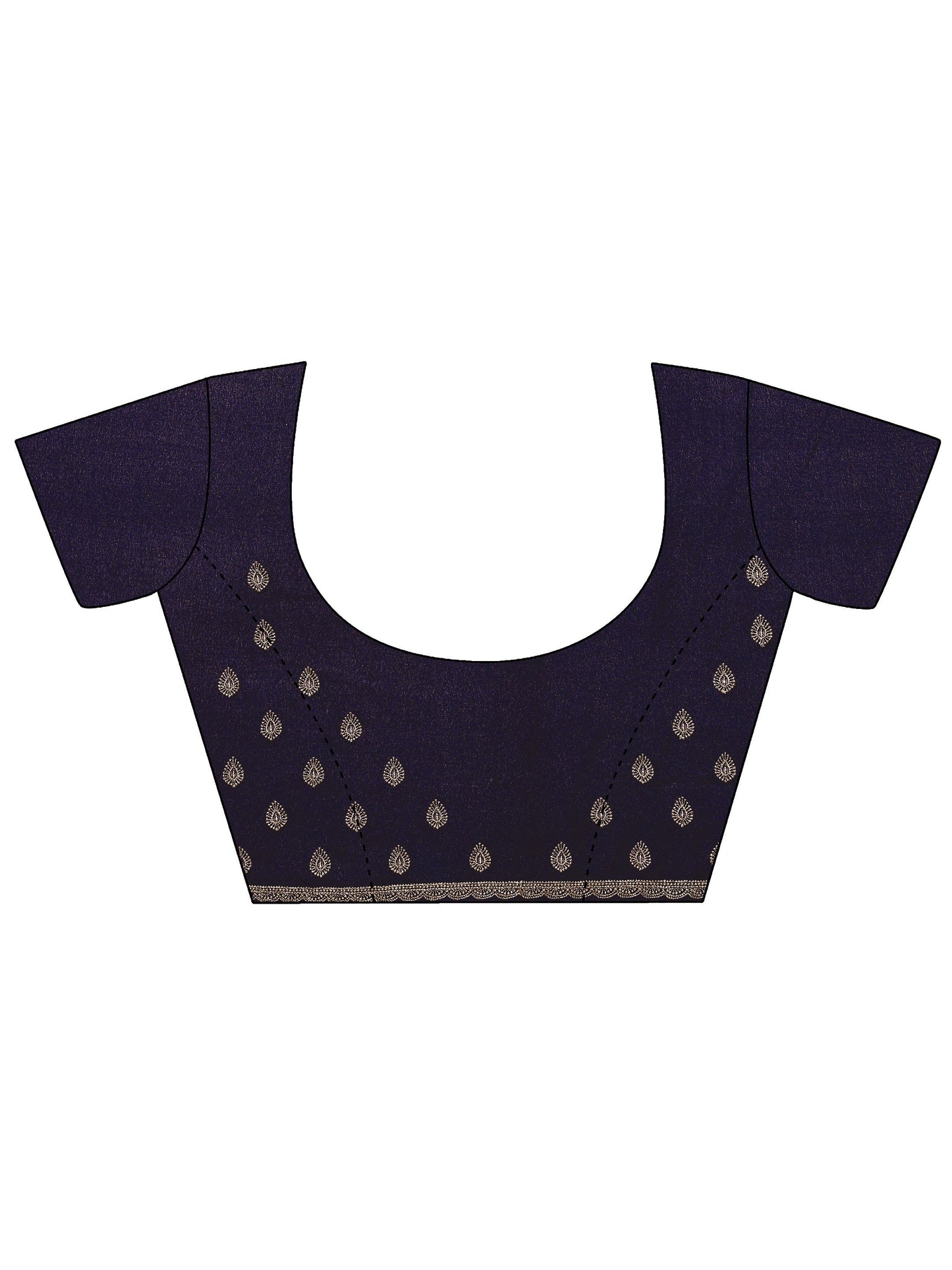 Navy Blue Embroidered Georgette Saree With Unstitched Blouse Piece