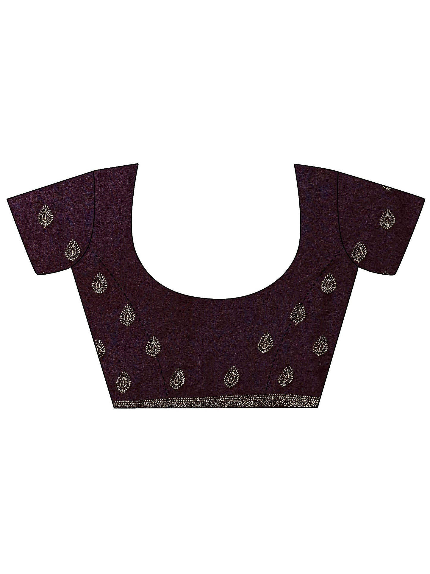 Burgundy Embroidered Georgette Saree With Unstitched Blouse Piece