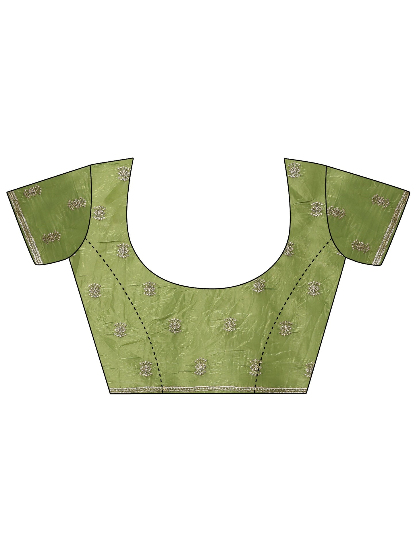 Green Embroidered Organza Saree With Unstitched Blouse Piece