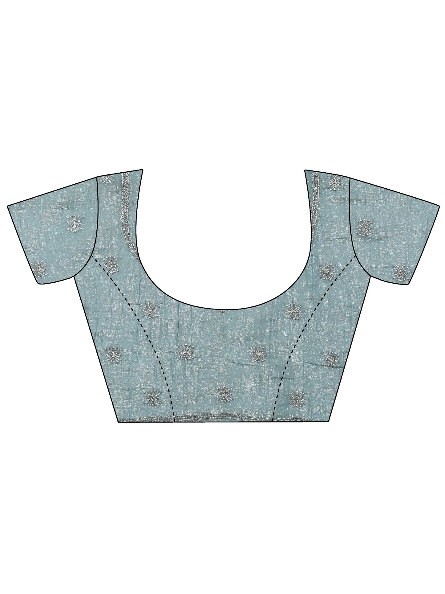 Blue Embroidered Organza Saree With Unstitched Blouse Piece