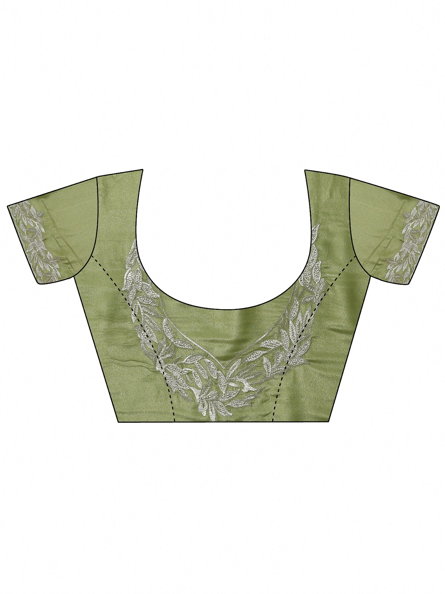 Green Embellished Chinon Saree With Unstitched Blouse Piece