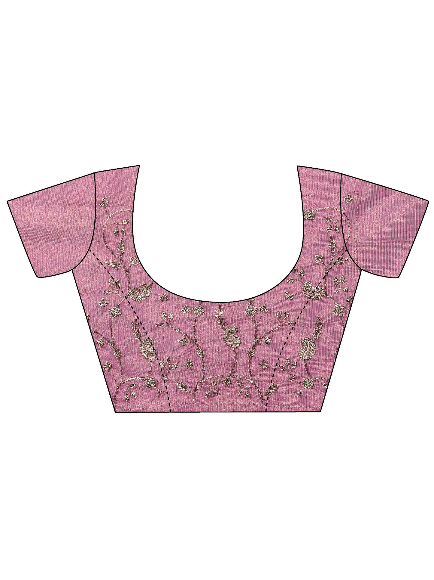 Pink Embellished Nylon Saree With Unstitched Blouse Piece