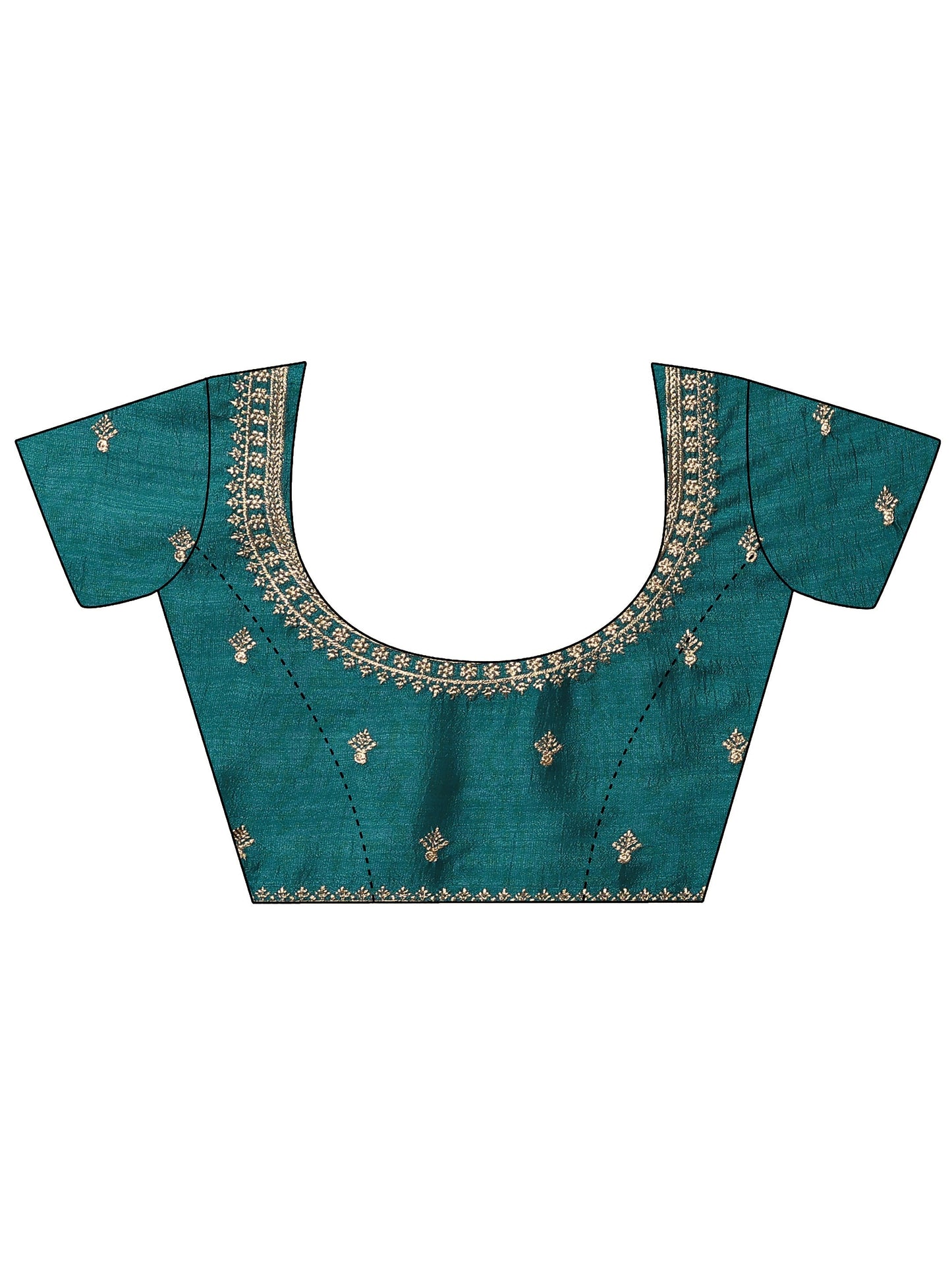 Blue Embellished Silk Blend Saree With Unstitched Blouse Piece