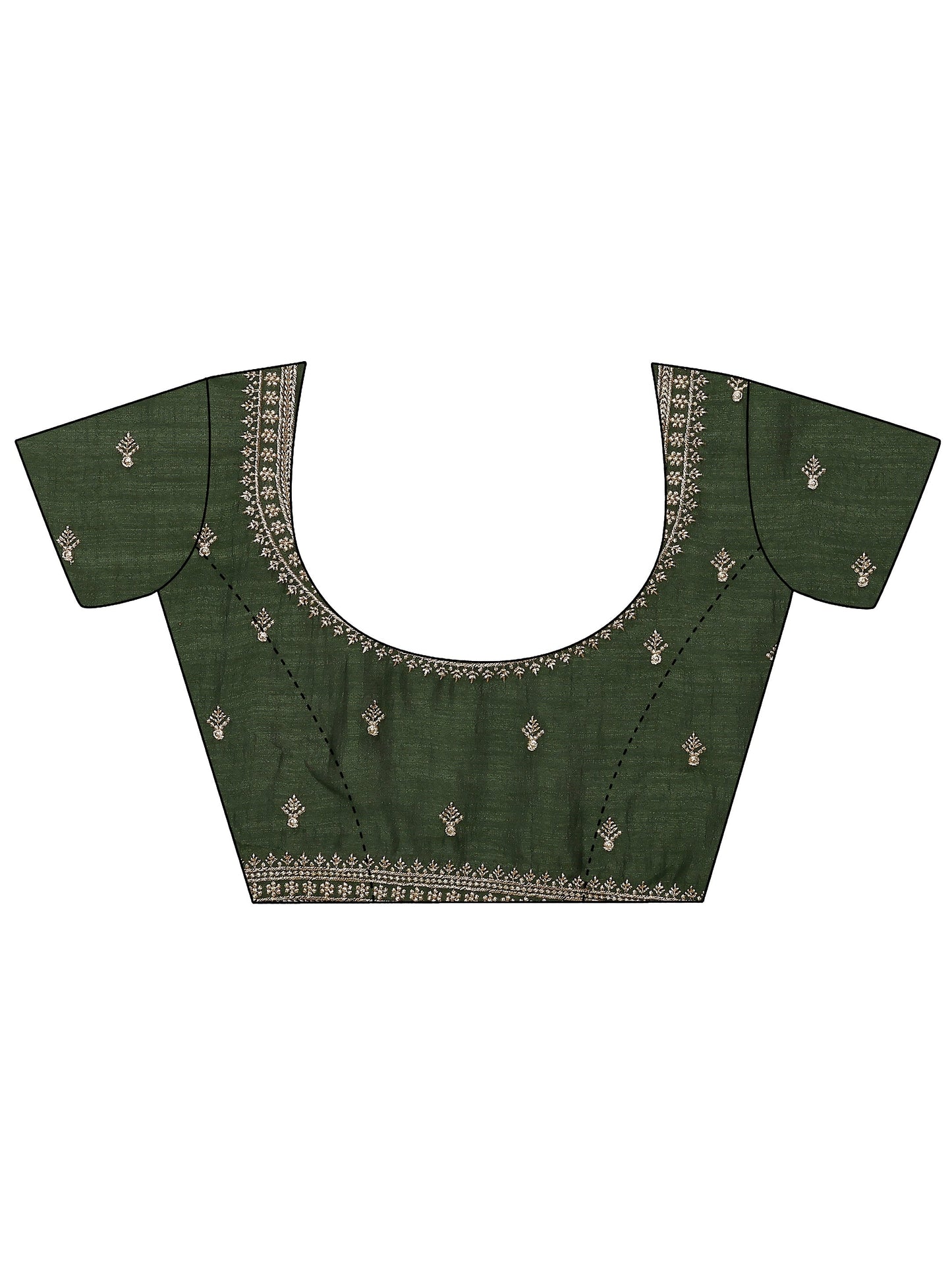 Green Embellished Silk Blend Saree With Unstitched Blouse Piece